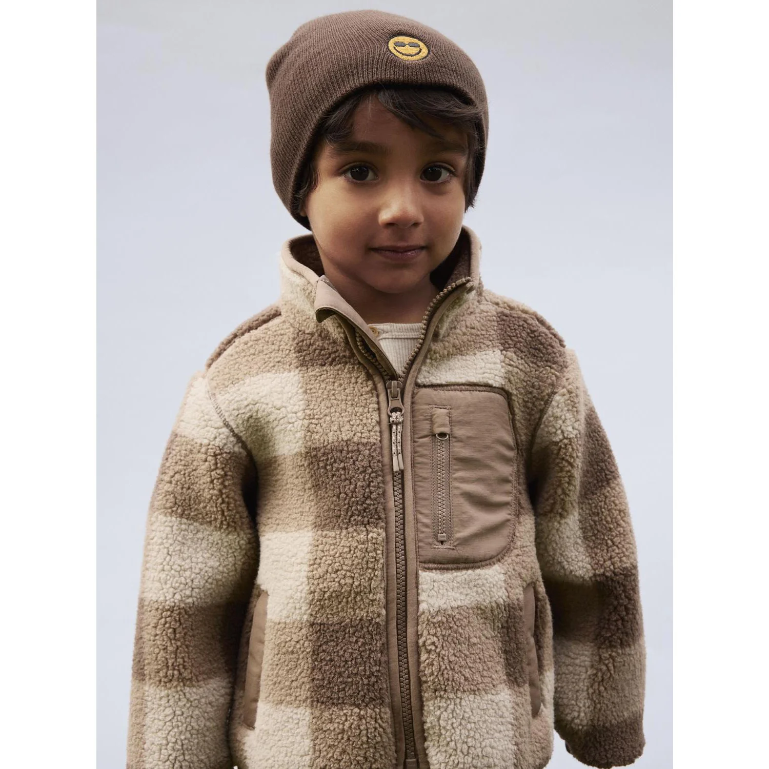Name It Fossil Nmmmonico Sherpa Jakke Check - Image 3