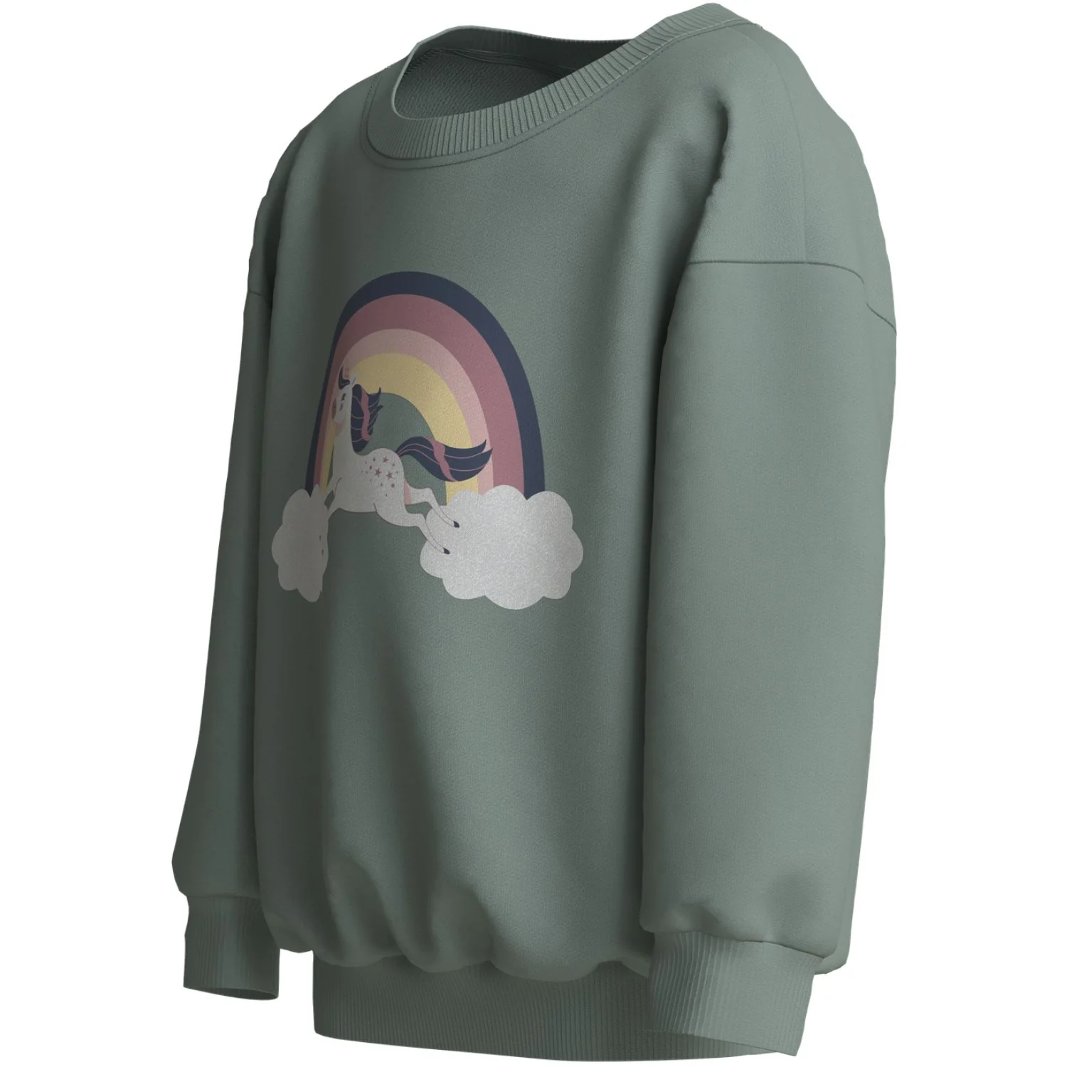 Name It Green Milieu Rainbow Unicorn Nmfvalona Ls Long Rlx Sweat Unb - Image 2