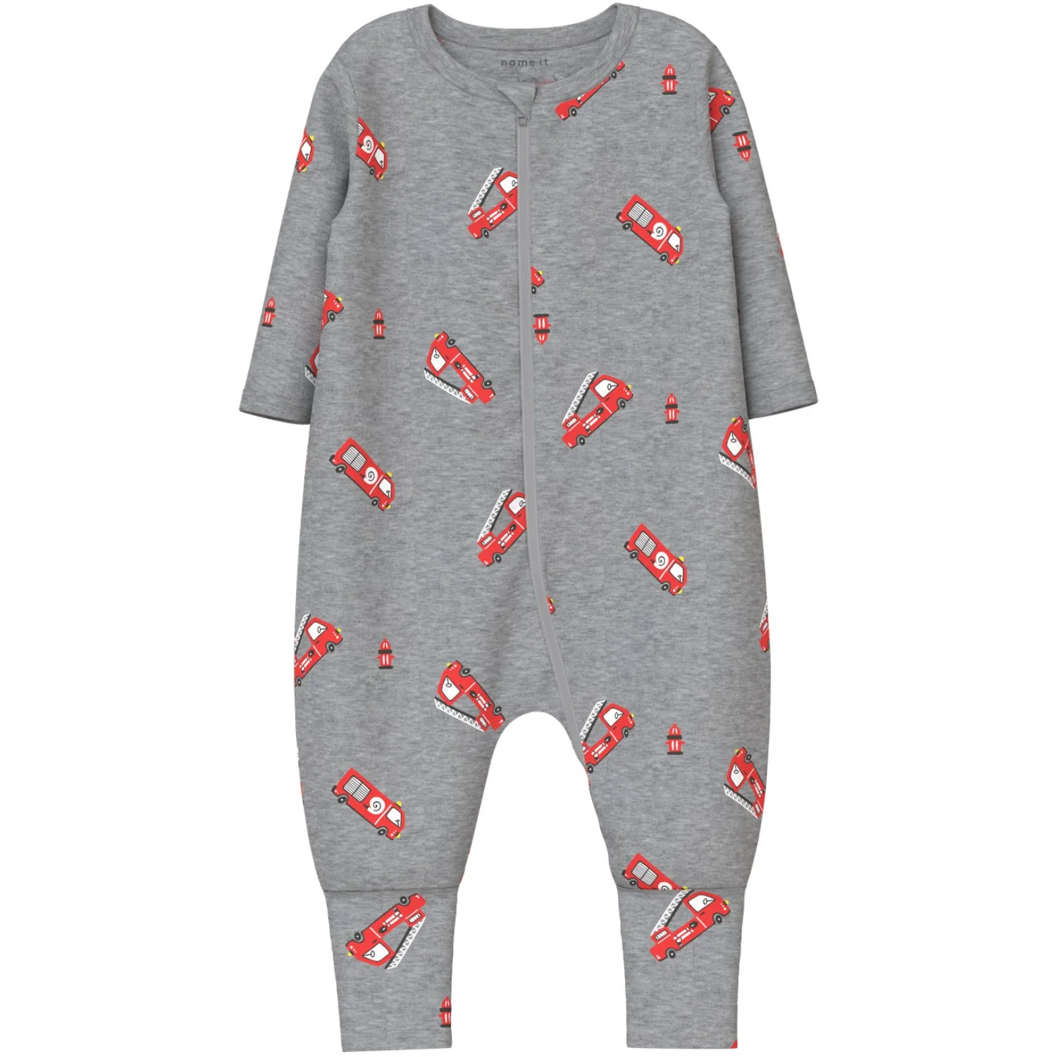 Name It Grey Melange Nbmnightsuit 2P Zip Ff Firetruck Noos - Image 2