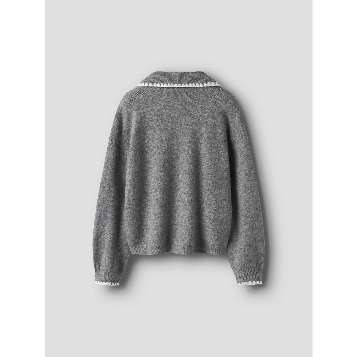 Name It Grey Melange Nkfrikasa Ls Strik Polo - Image 2
