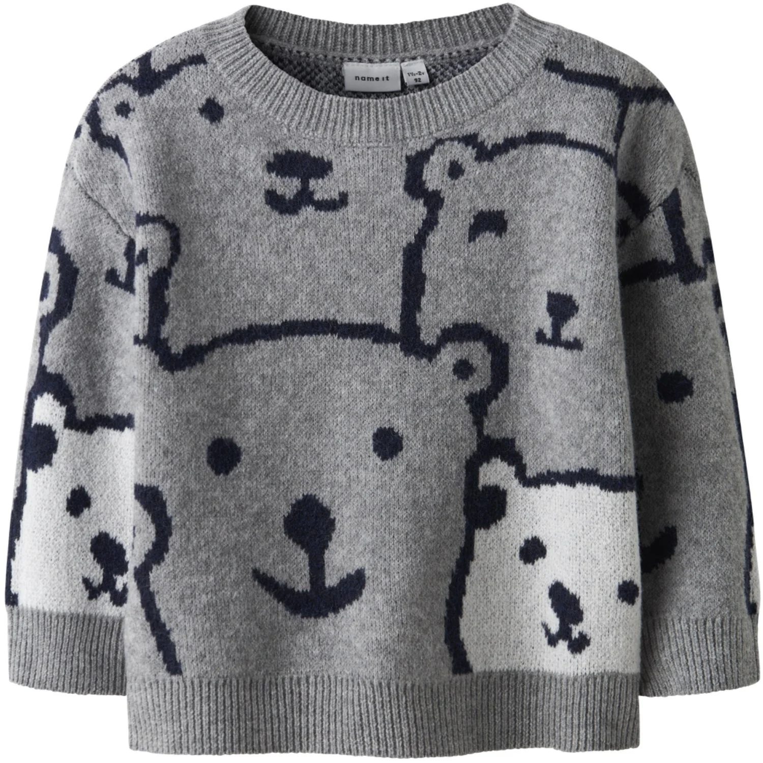 Name It Grey Melange Nmmsauel Ls Loose Knit