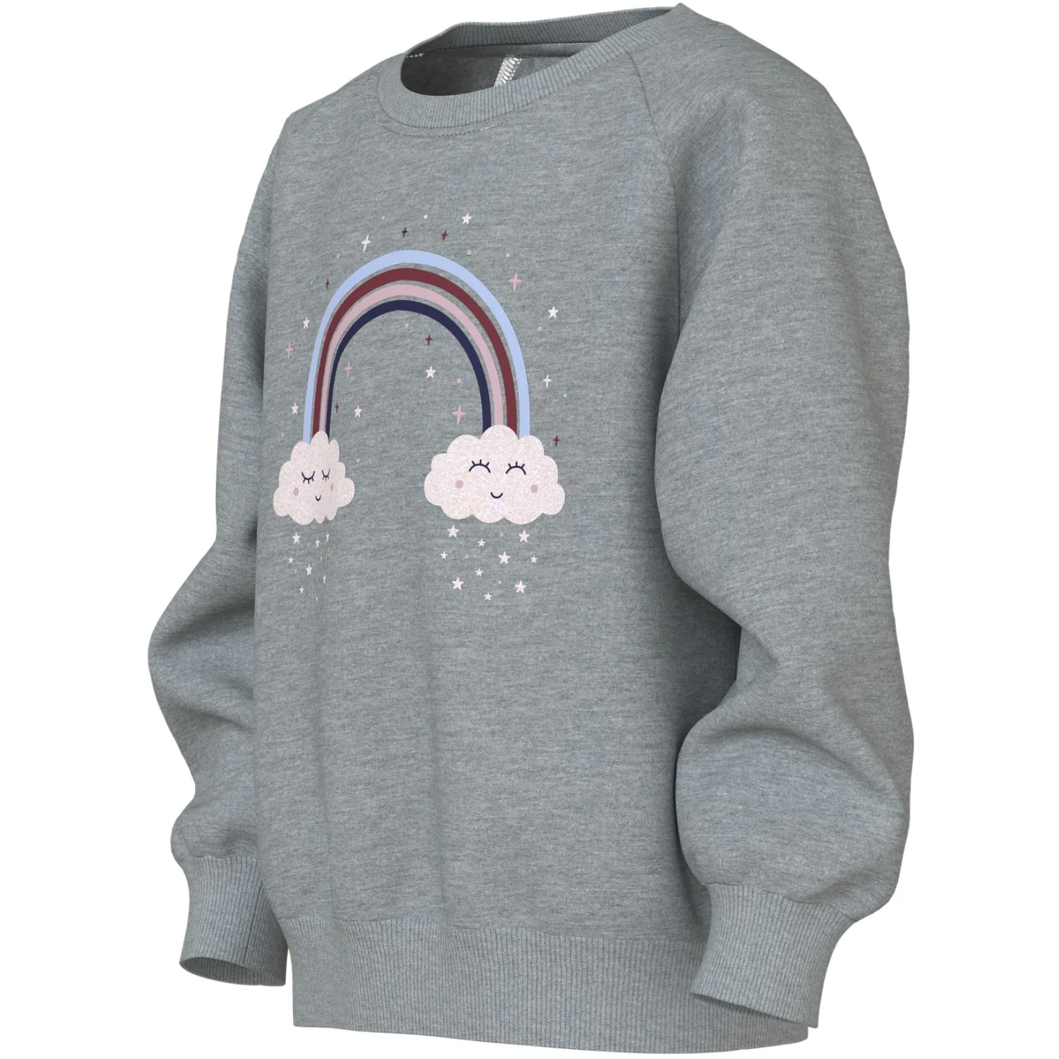 Name It Grey Melange Rainbow Clouds Nmfvenus Ls Nreg Sweat Bru - Image 2