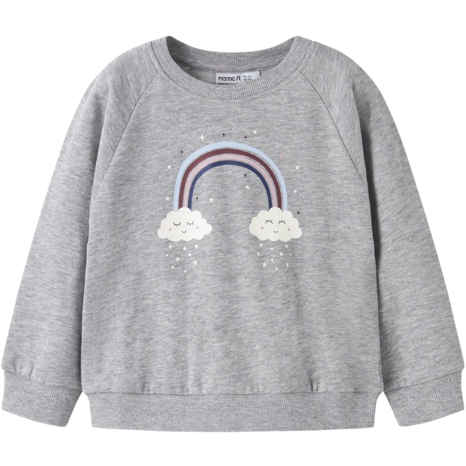 Name It Grey Melange Rainbow Clouds Nmfvenus Ls Nreg Sweat Bru - Image 4