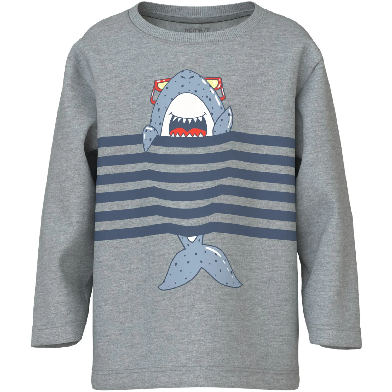 Name It Grey Melange Shark Nmmvilasse Ls Nreg Top