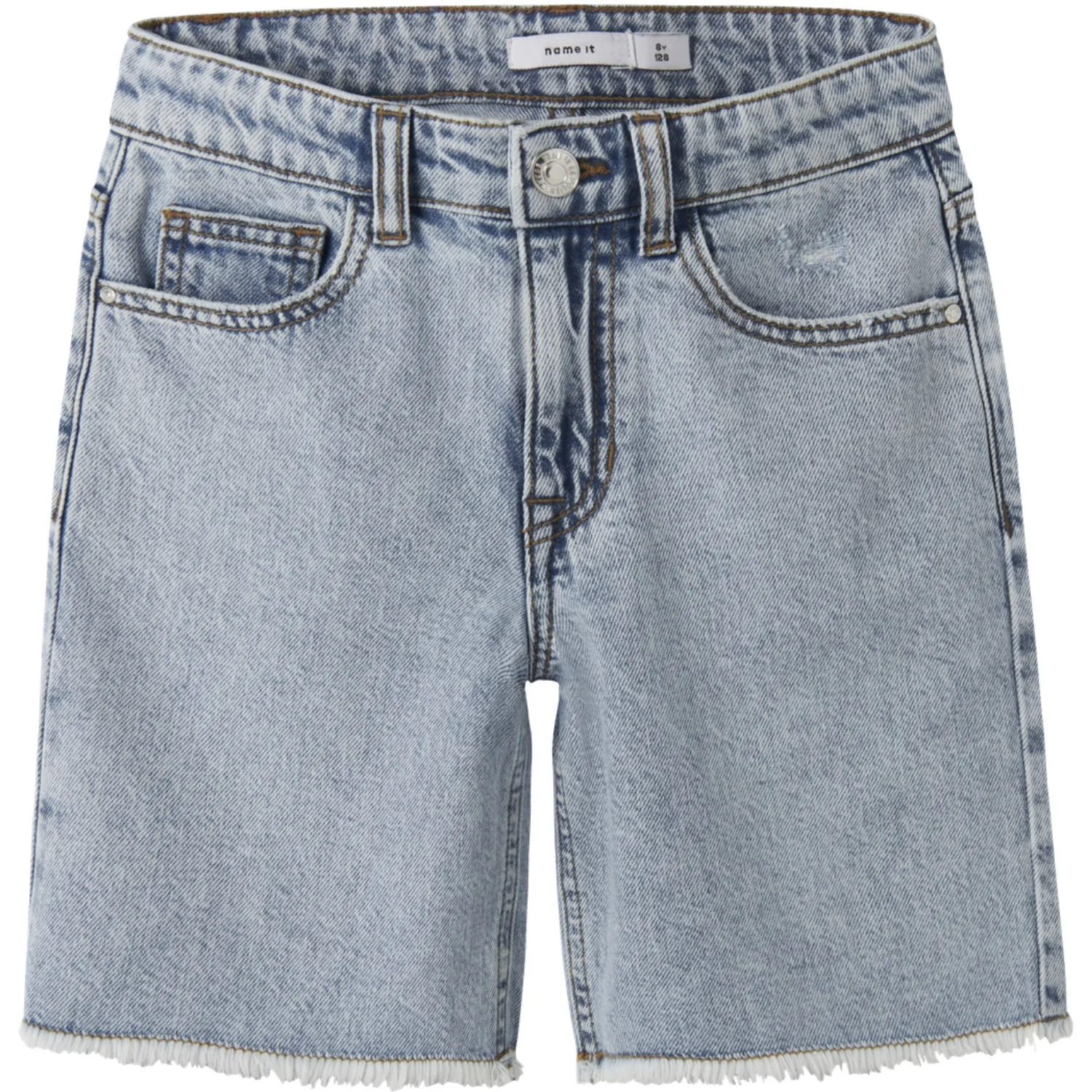 Name It Light Blue Bleached Denim Nkfbella Hw Wide Dnm Shorts 1488-Be Noos