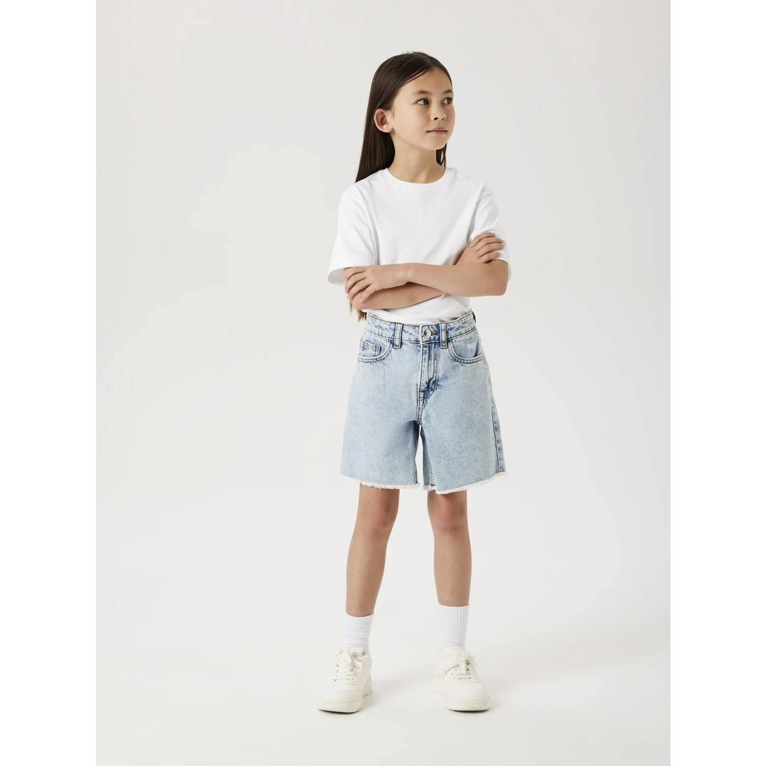 Name It Light Blue Bleached Denim Nkfbella Hw Wide Dnm Shorts 1488-Be Noos - Image 2