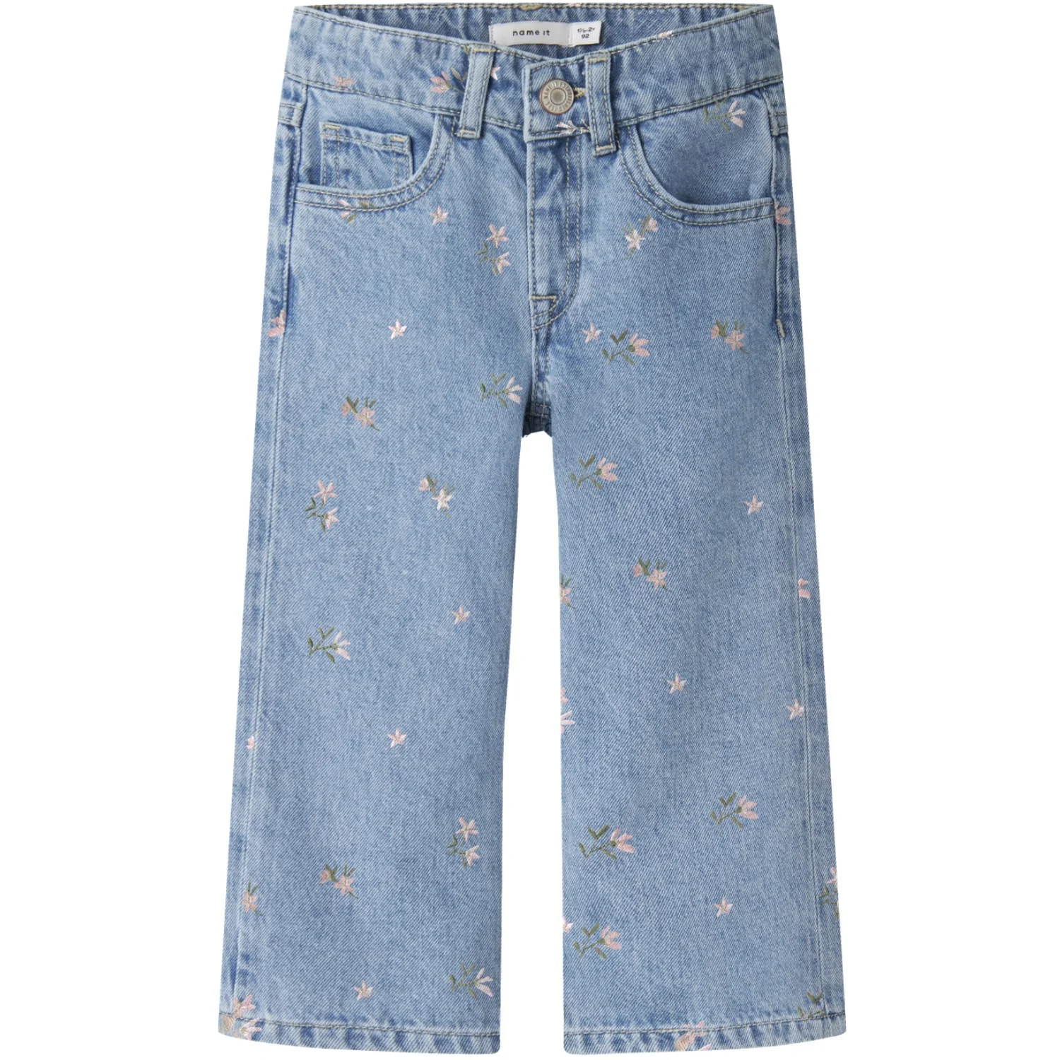 Name It Light Blue Denim Flower Emb Nmfrose Wide Jeans 3614-Za