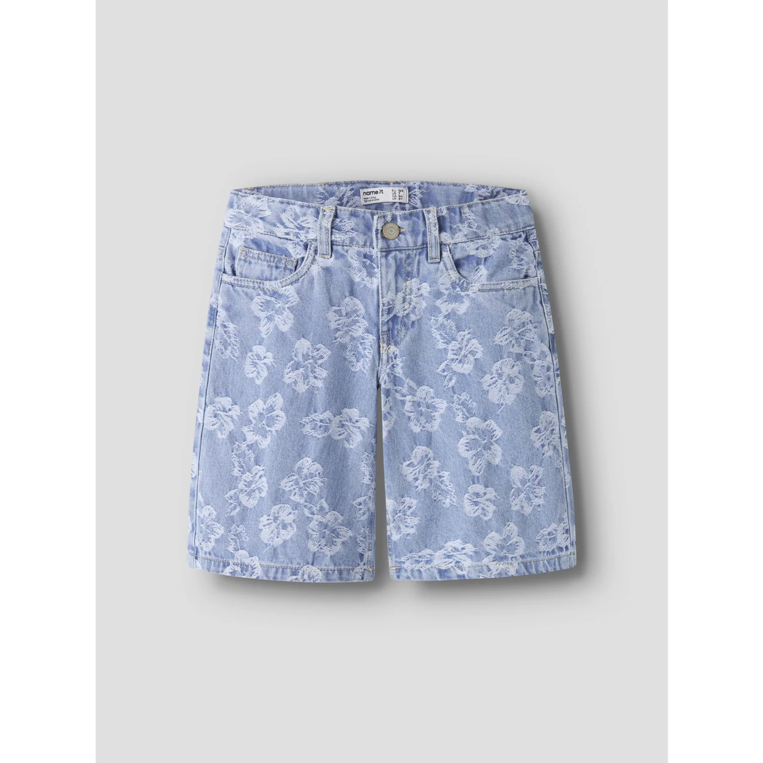 Name It Light Blue Denim Flowers Nkfrose Dnm Jacq Long Shorts 2440-Ja H - Image 3