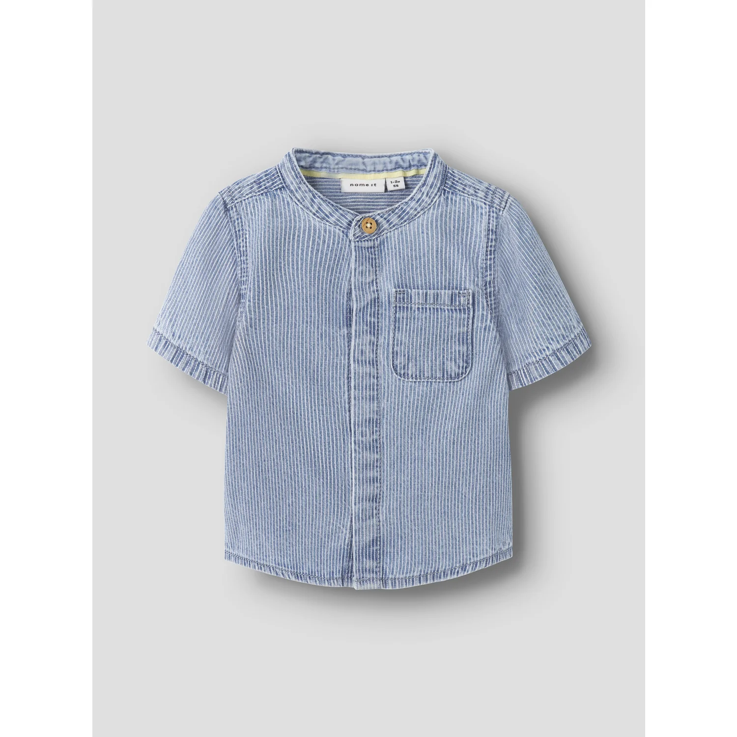 Name It Light Blue Denim Nbmleo Stripe Dnm Ss Skjorte 1910-Ip H - Image 4