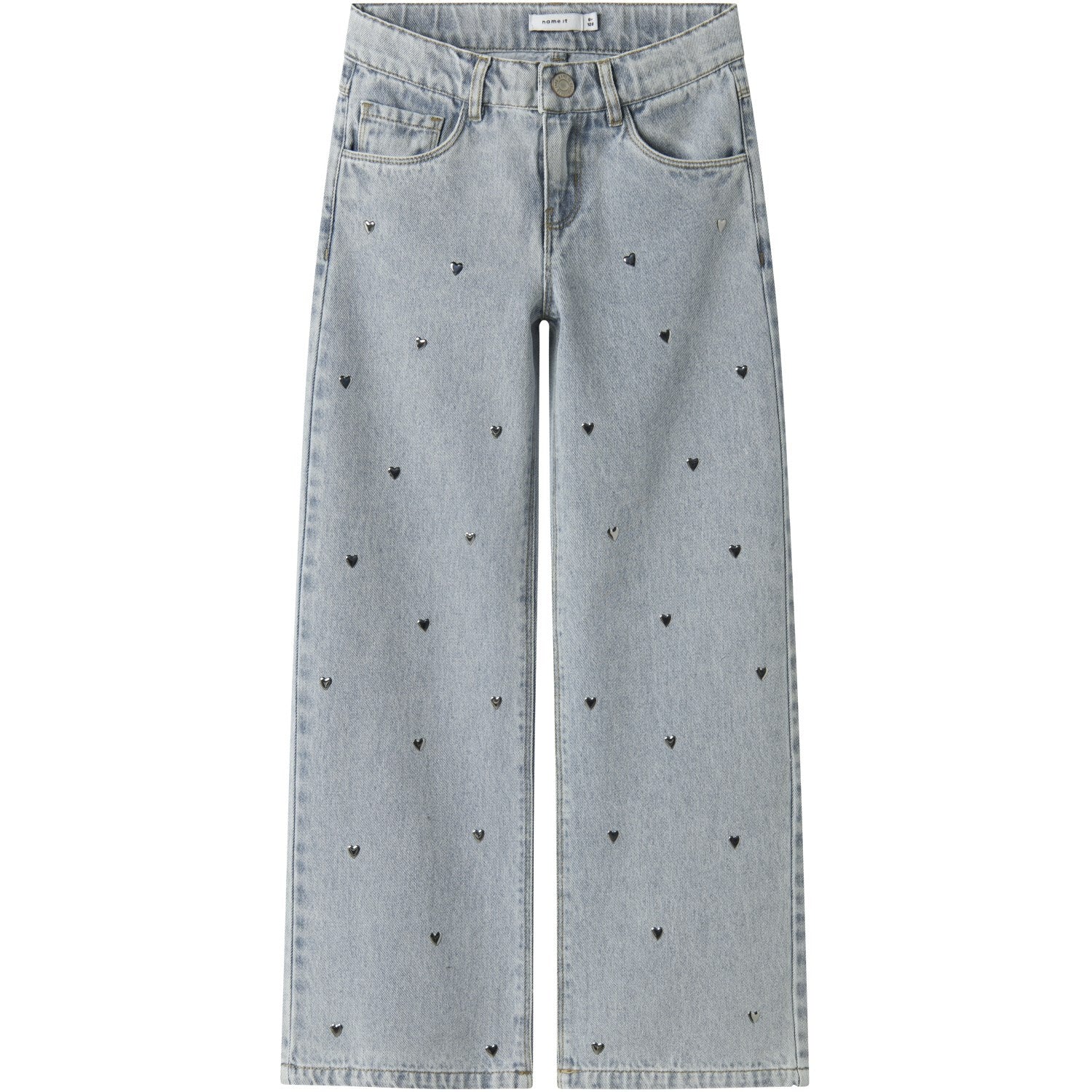 Name It Light Blue Denim Nkfrose Wide Heart Studs Jeans 2021-Za D