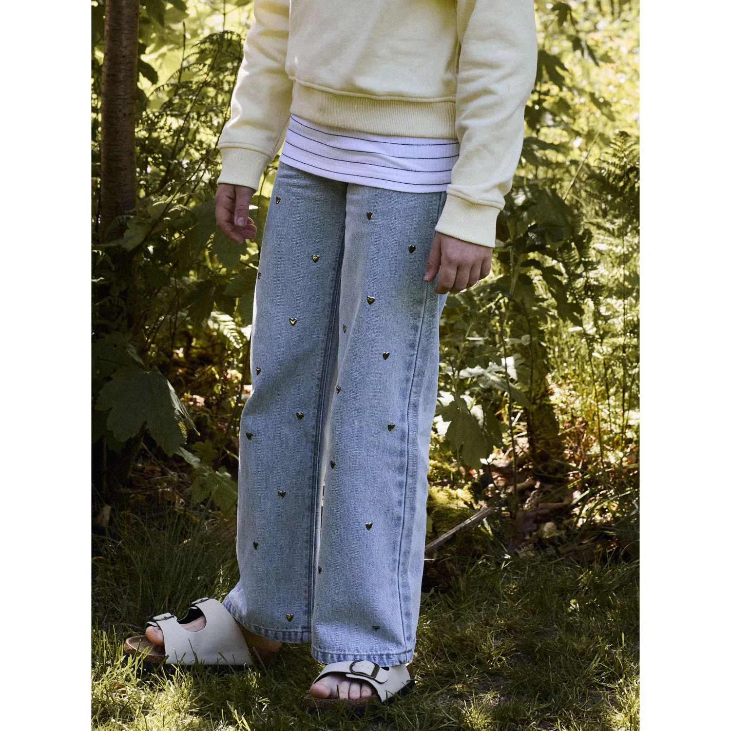 Name It Light Blue Denim Nkfrose Wide Heart Studs Jeans 2021-Za D - Image 3