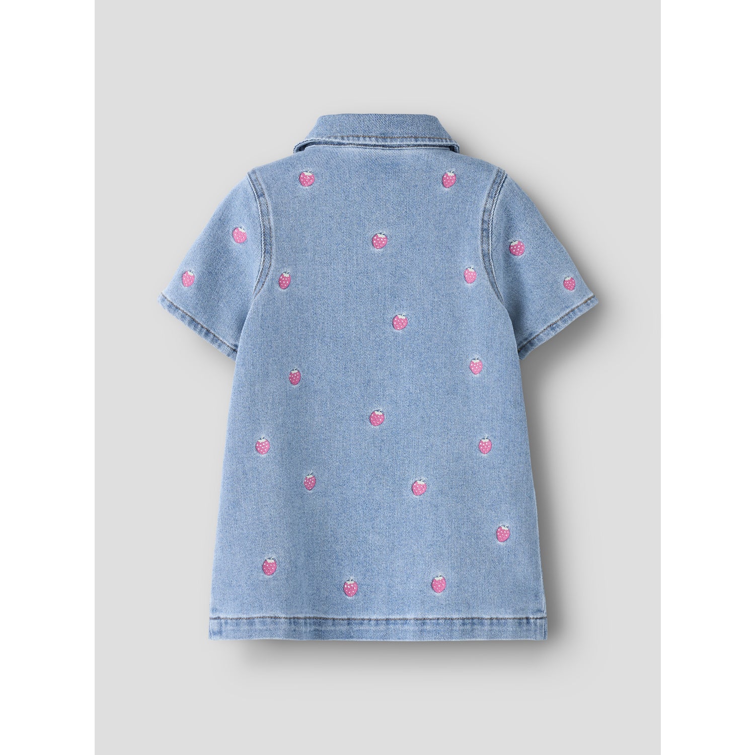 Name It Light Blue Denim Starwberry Nmflaila Ss Emb Kjole 6202-Iz - Image 2