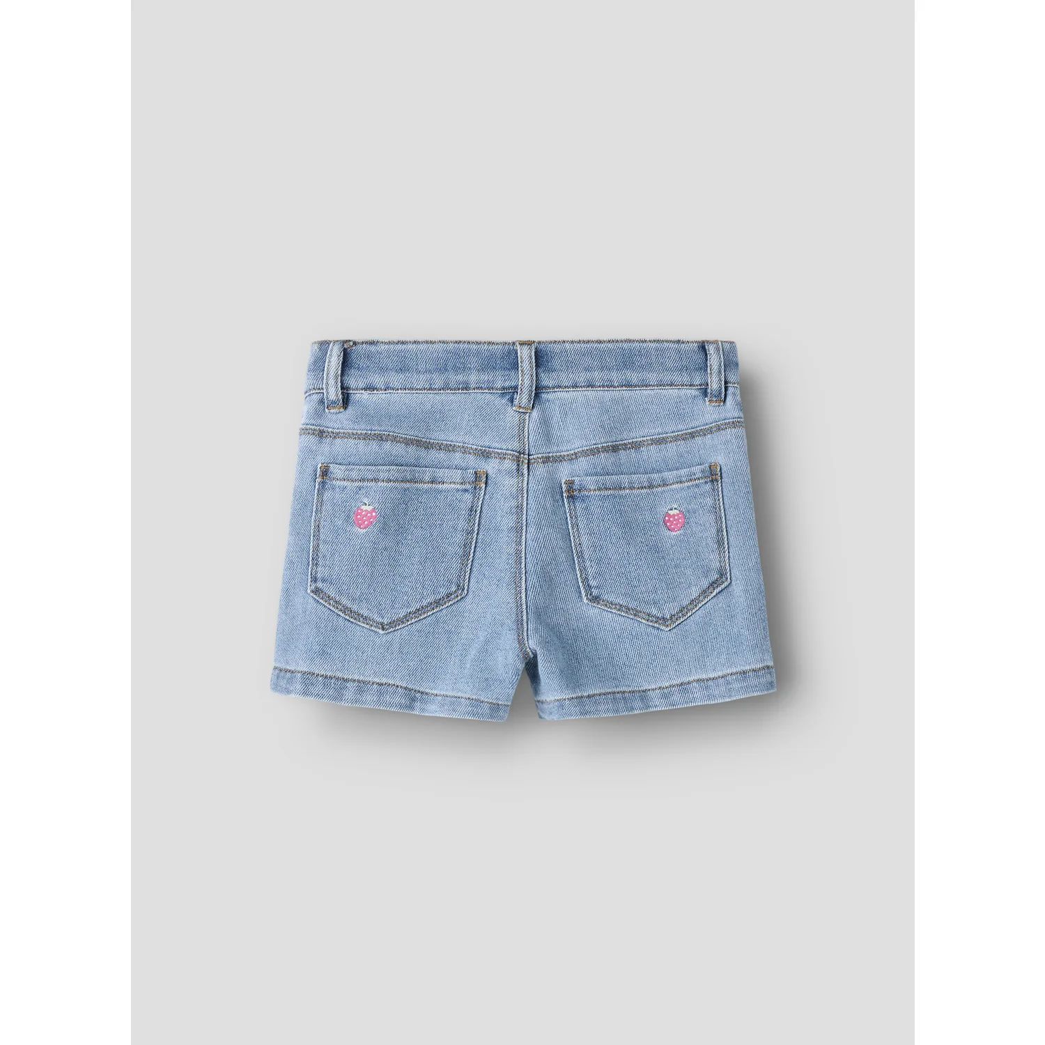 Name It Light Blue Denim Strawberry Nmfrose Reg Emb Shorts 6202-Iz - Image 2