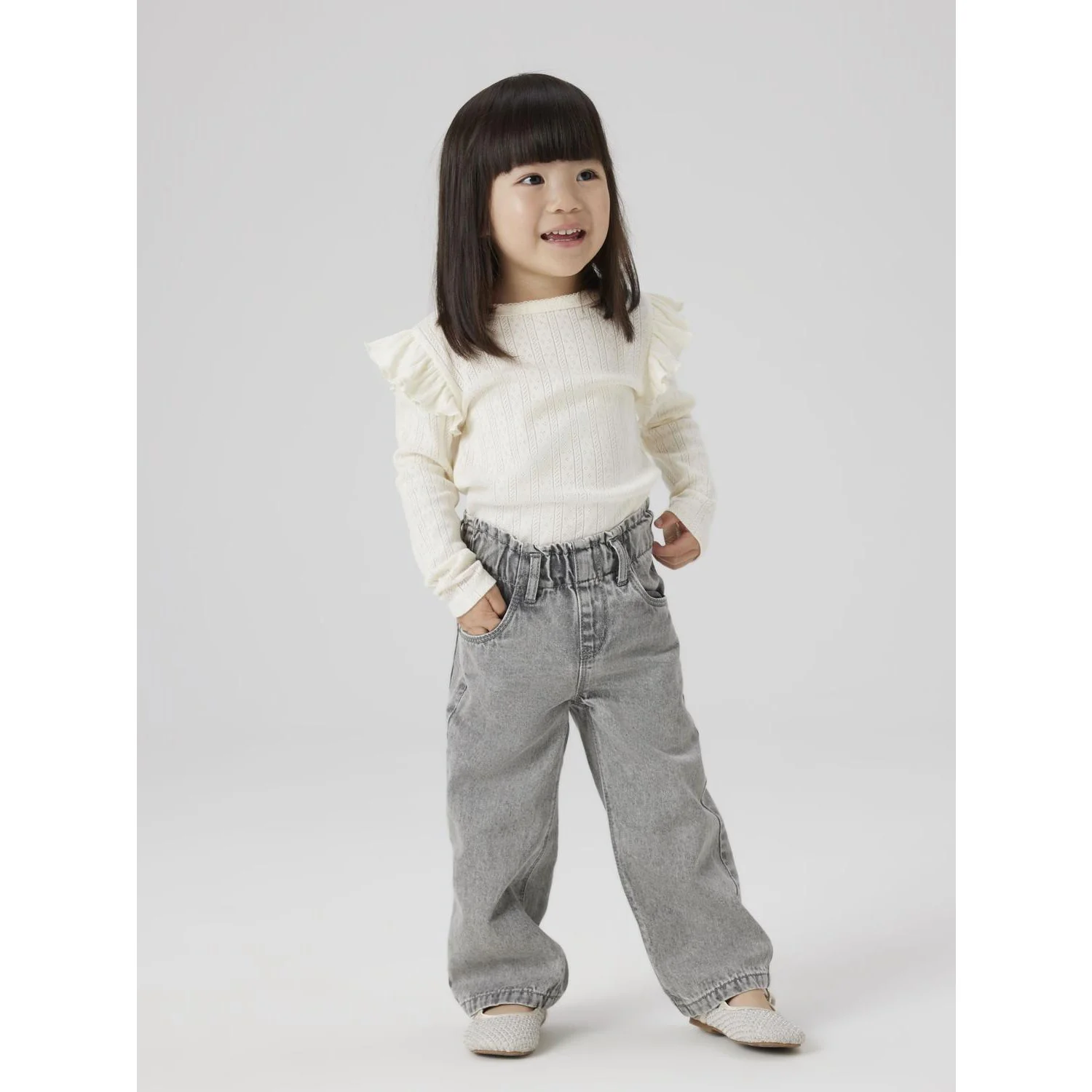 Name It Light Grey Denim Nmfrose Wide Swe Jeans 3005-Ov Lnoos - Image 2
