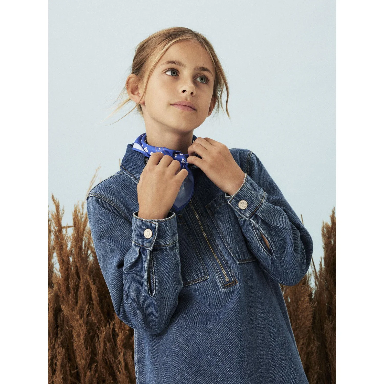 Name It Medium Blue Denim Astrid Zip Denim Kjole - Image 3