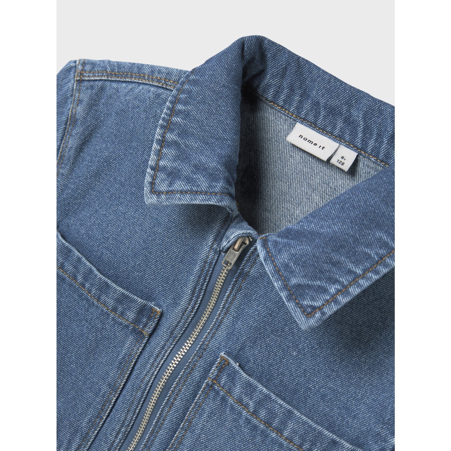 Name It Medium Blue Denim Astrid Zip Denim Kjole - Image 4