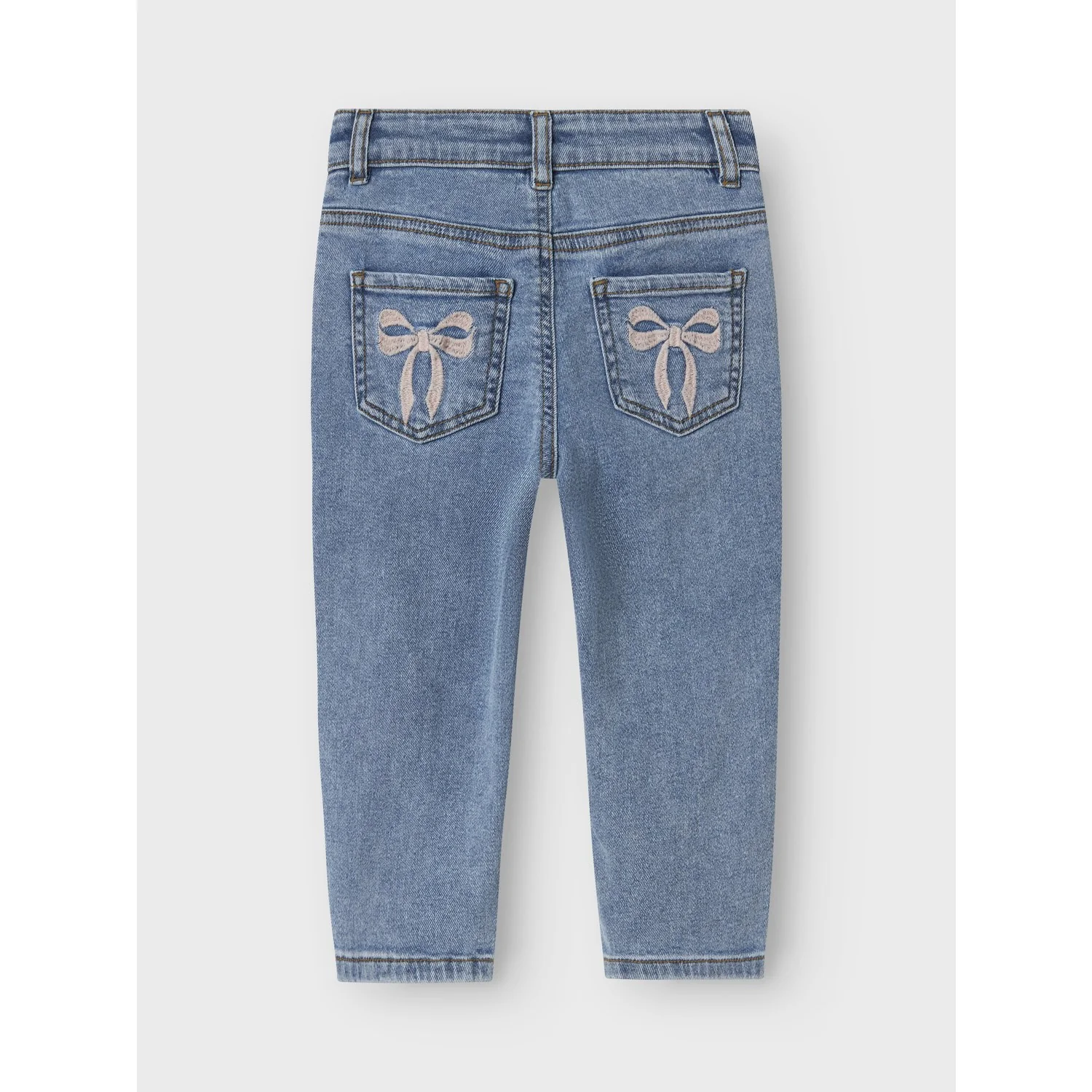 Name It Medium Blue Denim Bow Embroidery Nmfbella Mom Emb Jeans 1224-Sm Noos - Image 3