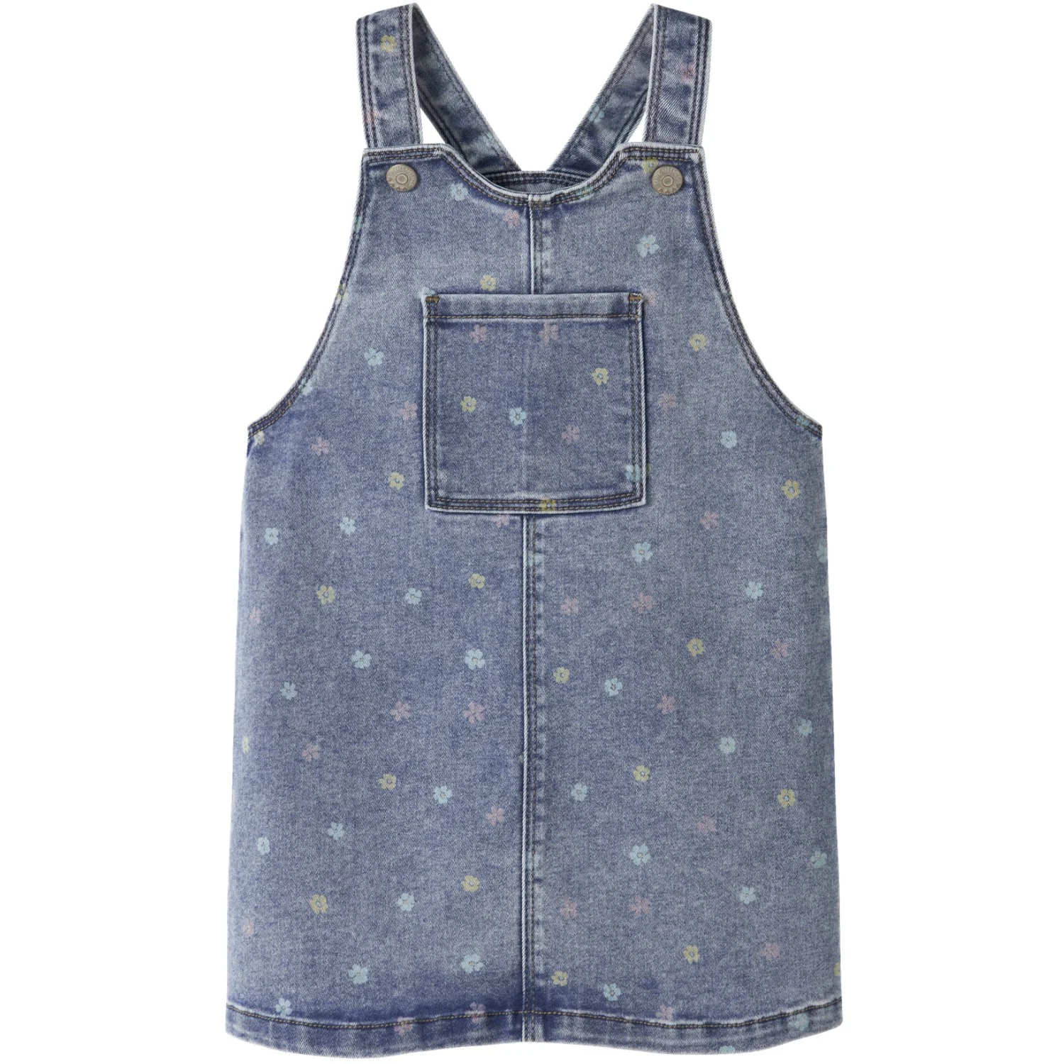 Name It Medium Blue Denim Flower Nmfrosa Kort Dnm Bibskirt 3555-On Noos - Image 4