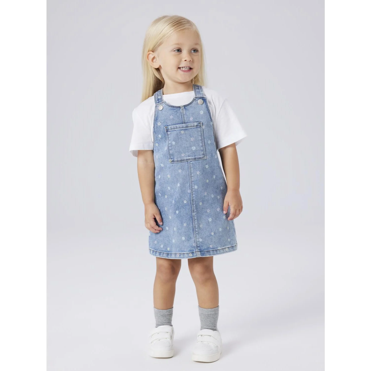 Name It Medium Blue Denim Flower Nmfrosa Kort Dnm Bibskirt 3555-On Noos - Image 7