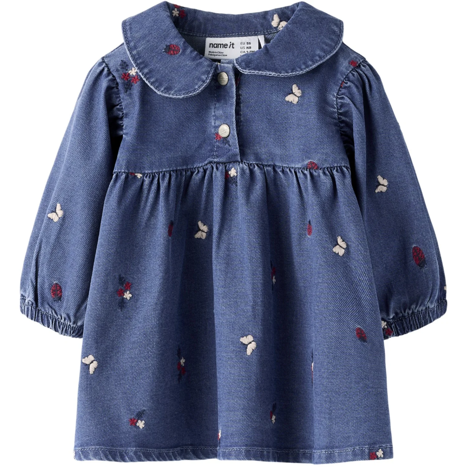 Name It Medium Blue Denim Nature Nbfalva Ls Dnm Emb Kjole 5321-Yb