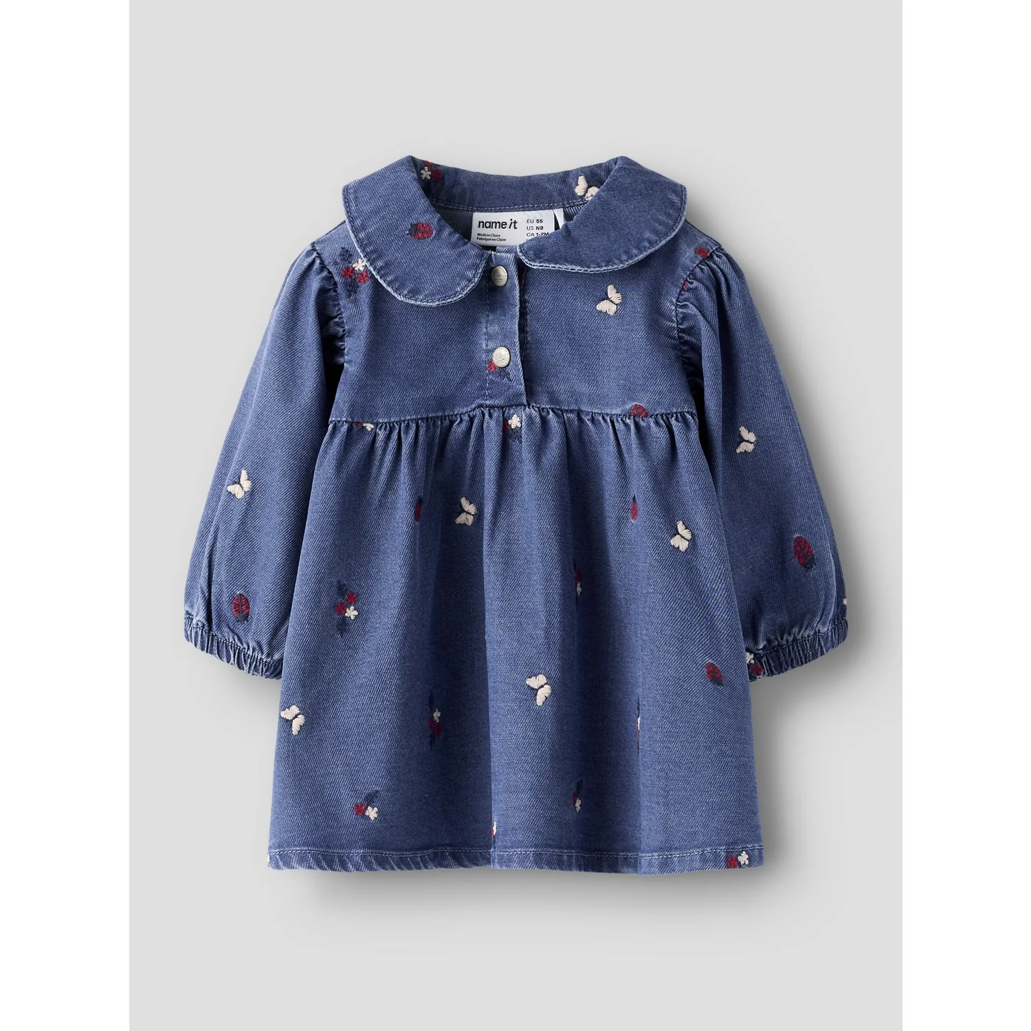 Name It Medium Blue Denim Nature Nbfalva Ls Dnm Emb Kjole 5321-Yb - Image 4