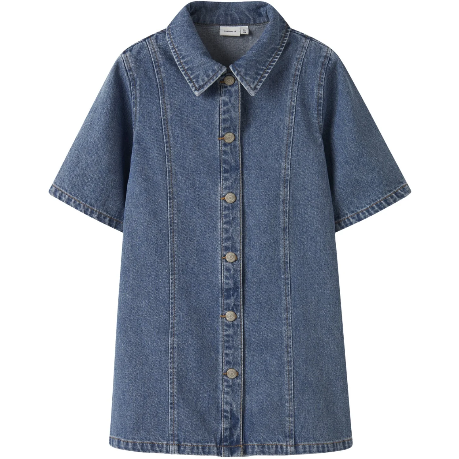 Name It Medium Blue Denim Nkfgianna 2/4 Dnm Kjole 2221-Iz D