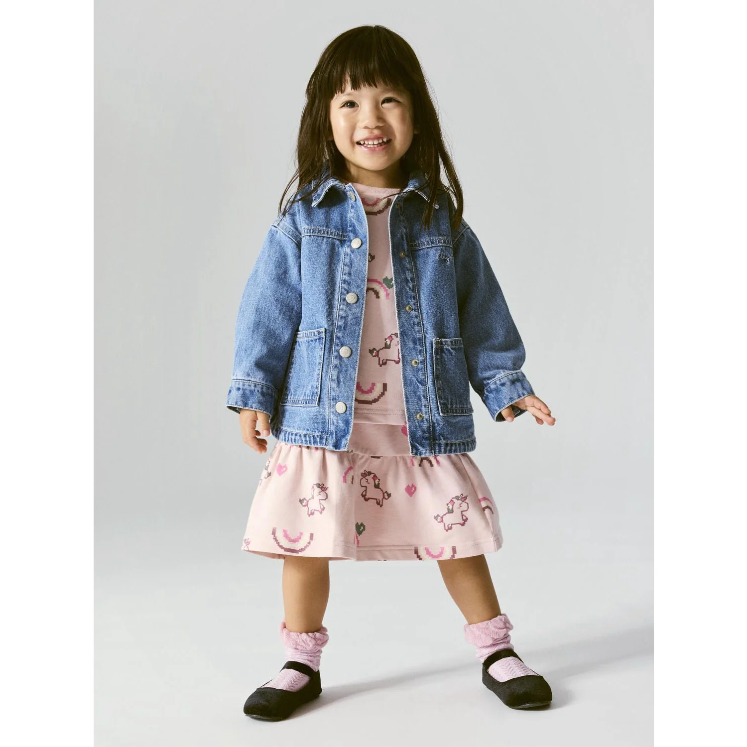 Name It Medium Blue Denim Unicorn Glitter Nmfluna Glitter Dnm Jakke 4577-Im L - Image 2