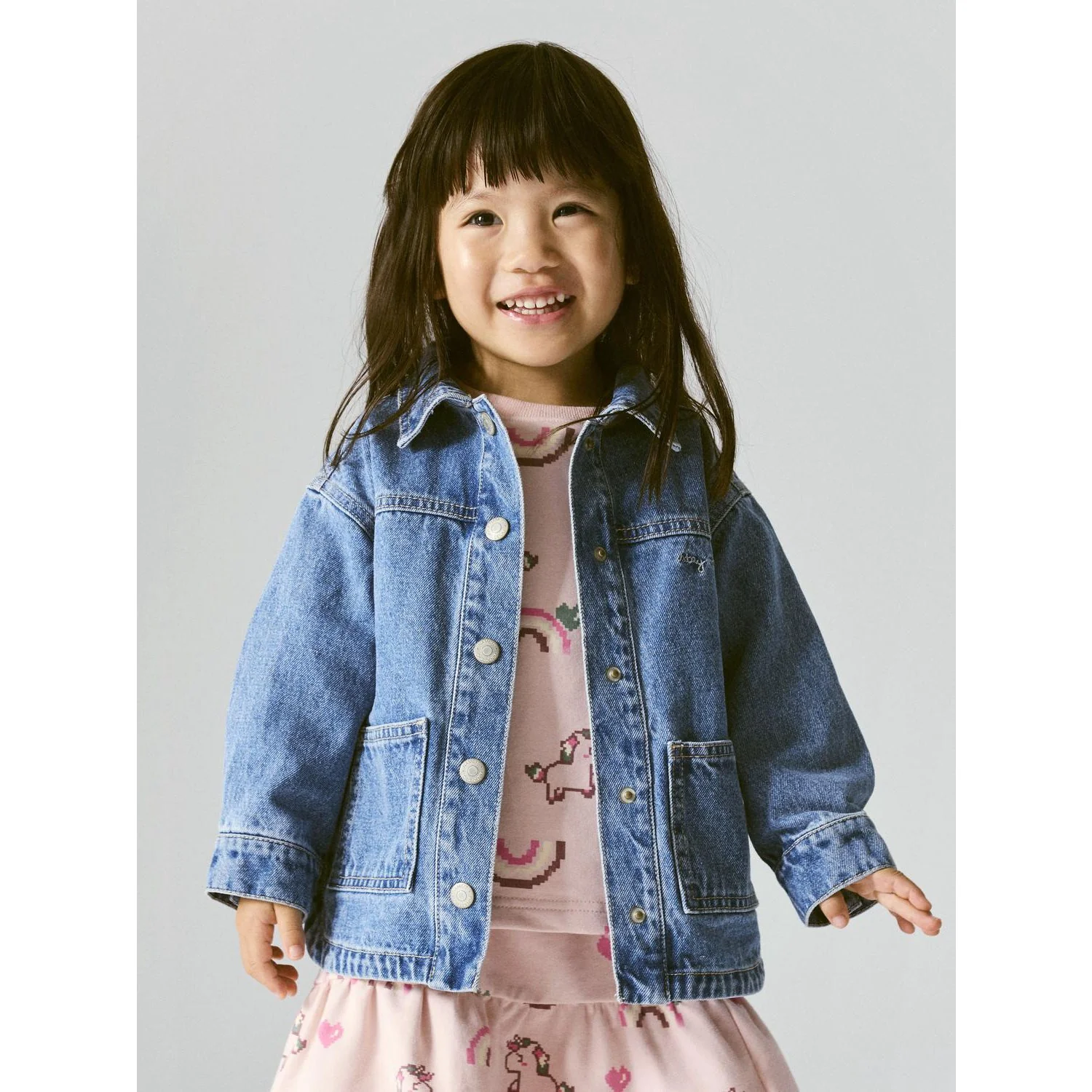 Name It Medium Blue Denim Unicorn Glitter Nmfluna Glitter Dnm Jakke 4577-Im L - Image 3