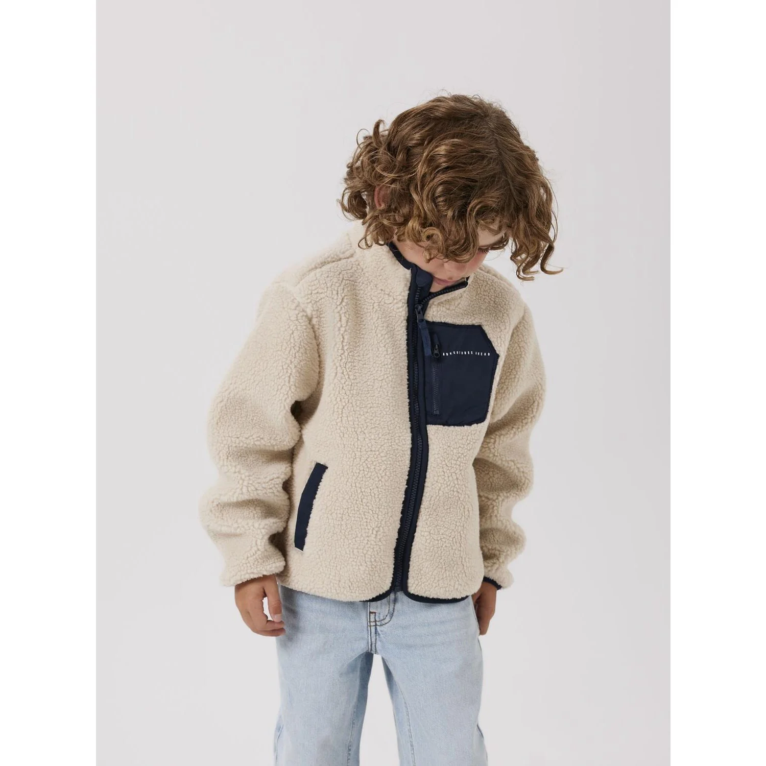 Name It Moonbeam Chest Pocket Dark Sapphire Nknmattia Sherpa Jakke Pb - Image 3