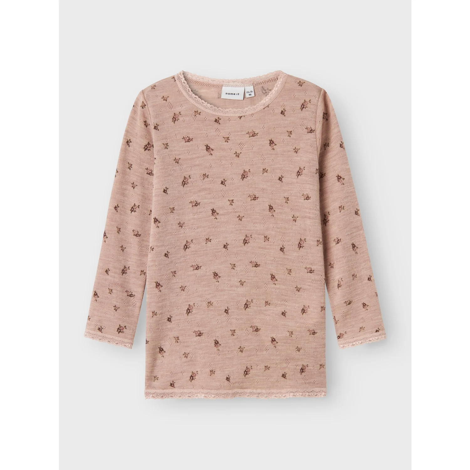 Name It Shadow Gray Small Flowers Nmfwang Uld Needle Ls Top Noos - Image 5