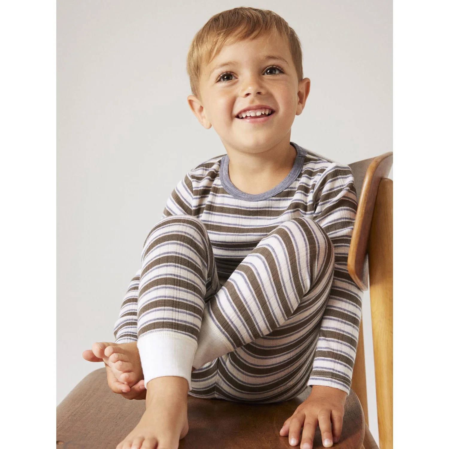 Name It Snow White Morel/Folksotne Gray Nmmwang Uld Needle Ls Top Noos - Image 2