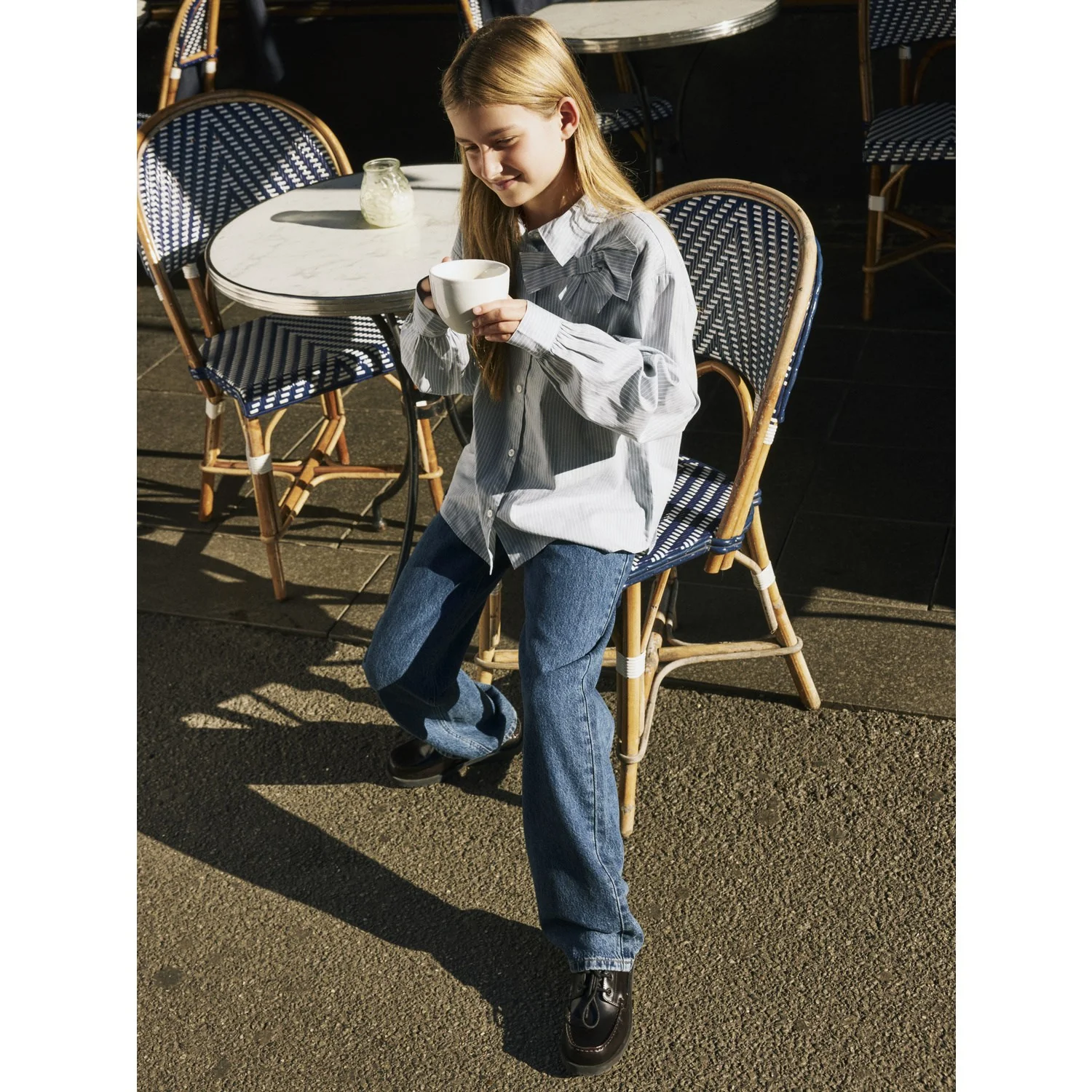 Name It Subdued Blue Antique White Nkfkamesa Ls Rlx Skjorte - Image 2