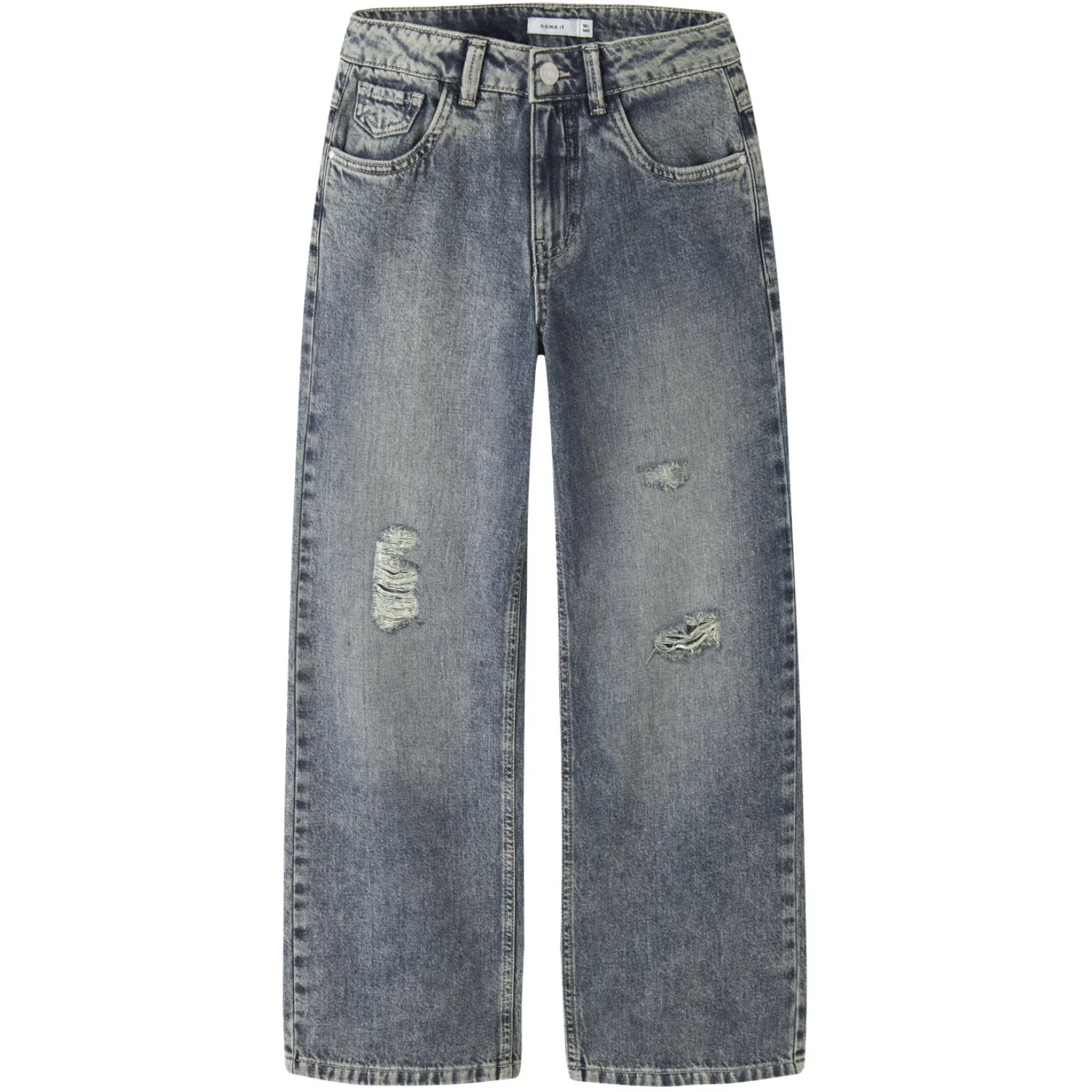 Name It Vintage Medium Blue Denim Nkfrose Wide Hw Jeans Destr 1411-Be Noos