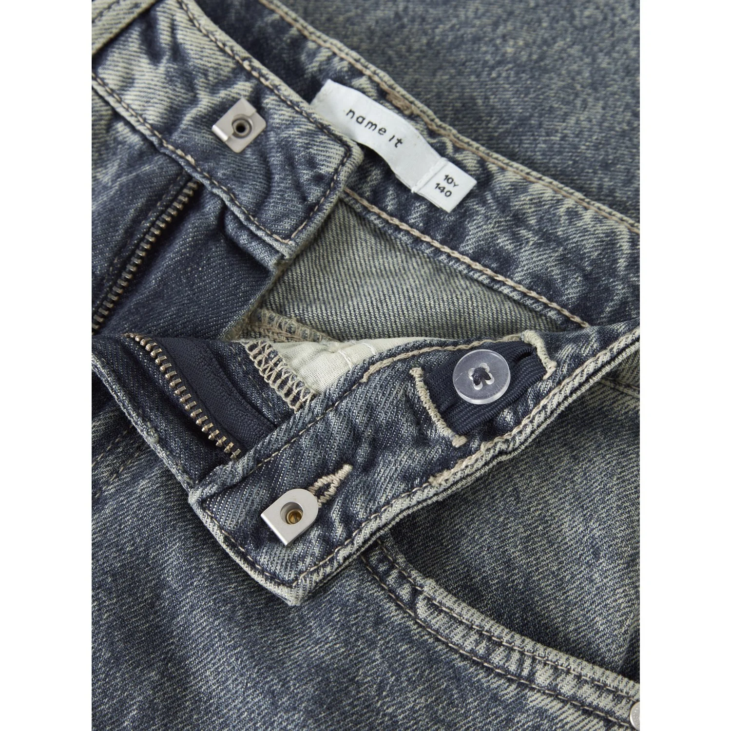 Name It Vintage Medium Blue Denim Nkfrose Wide Hw Jeans Destr 1411-Be Noos - Image 2