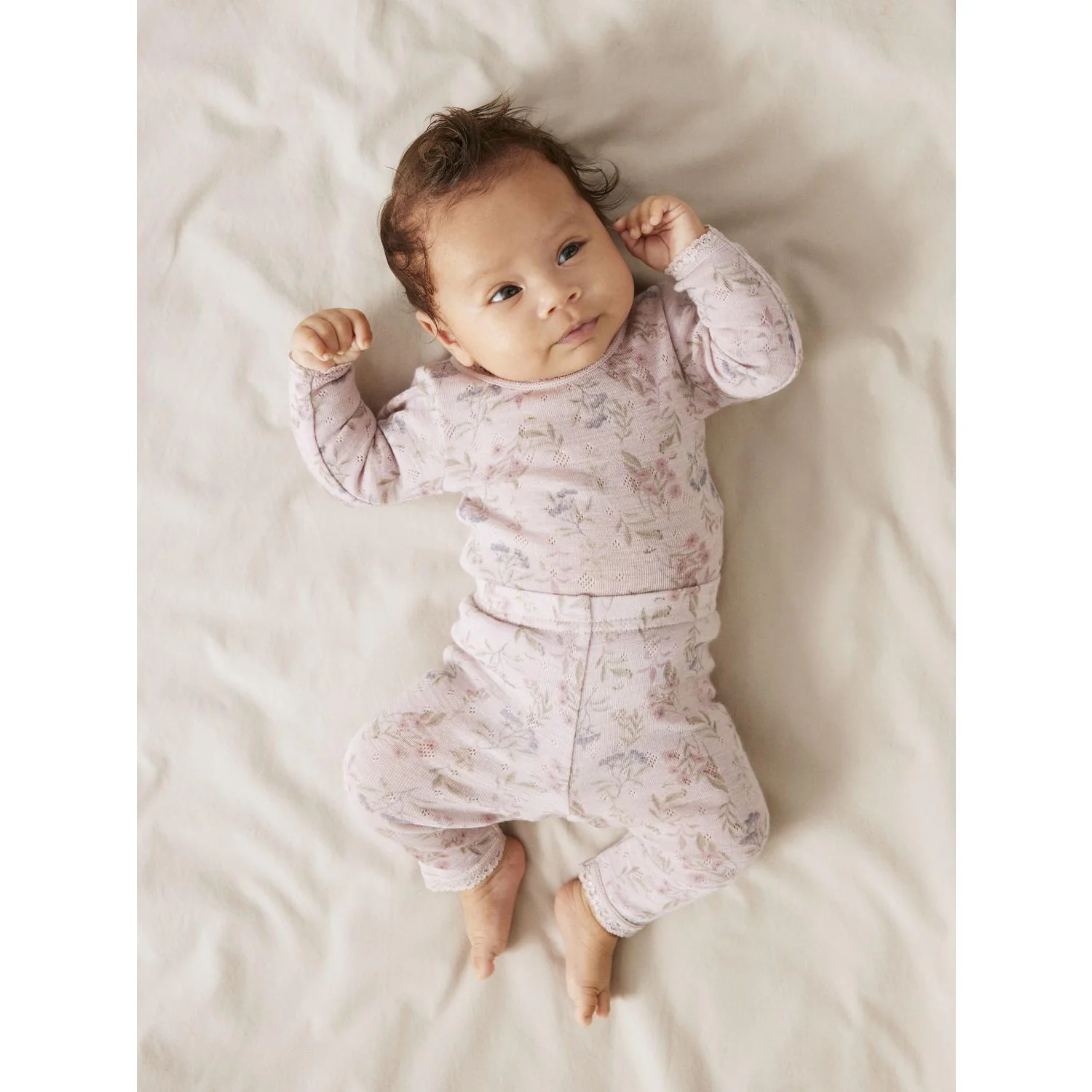 Name It Violet Ice Flowers And Leafs Nbfwang Uld Needle Leggings Noos - Image 2