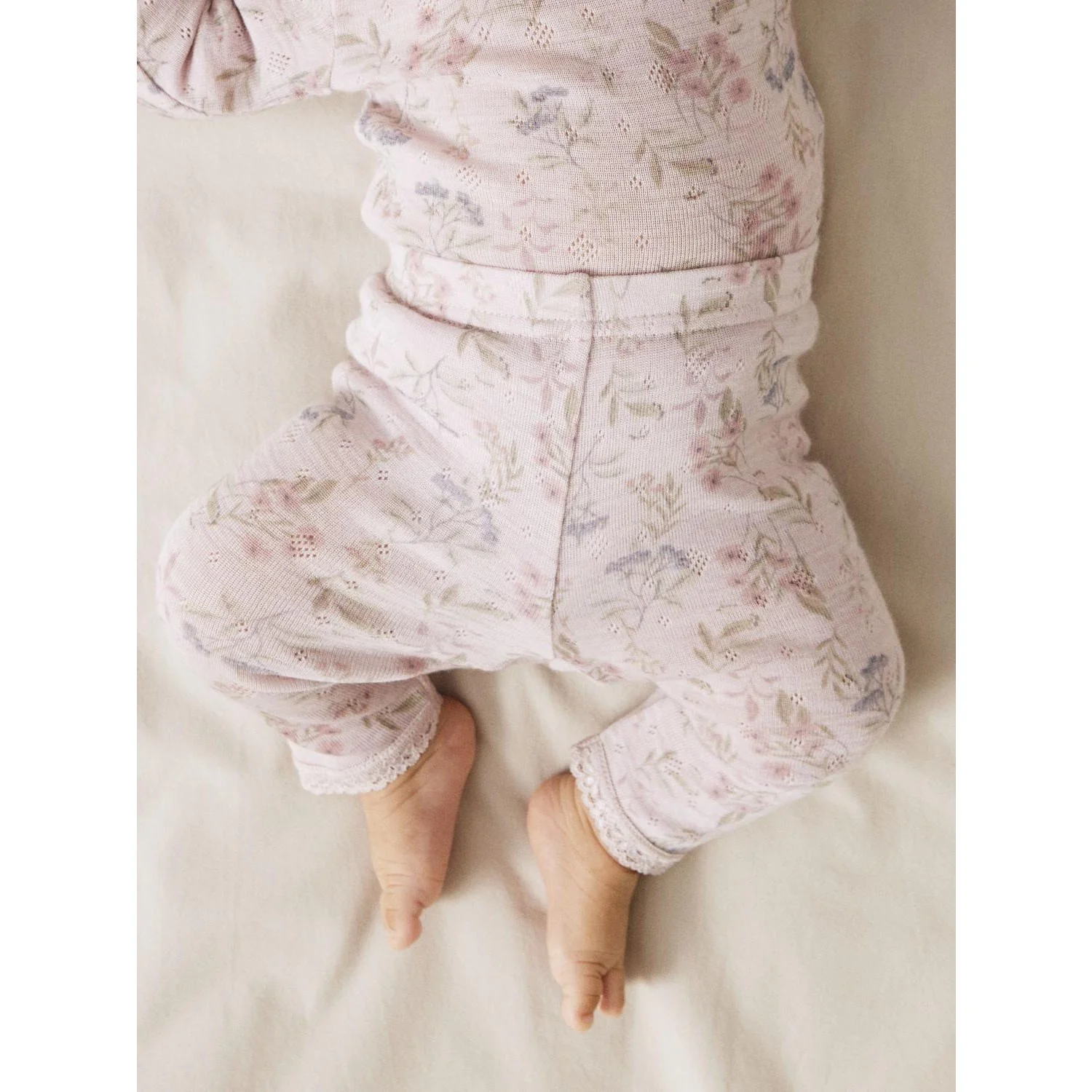 Name It Violet Ice Flowers And Leafs Nbfwang Uld Needle Leggings Noos - Image 3