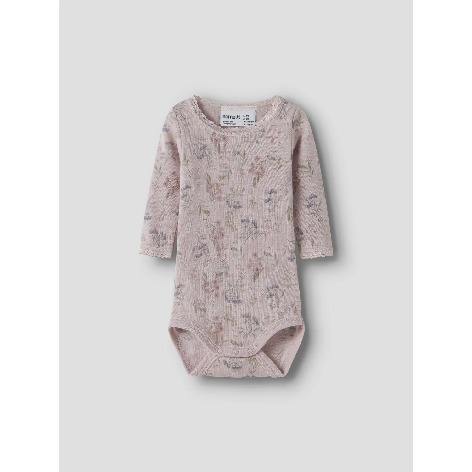 Name It Violet Ice Flowers + Leafs Nbfwang Uld Needle Ls Body Noos - Image 5