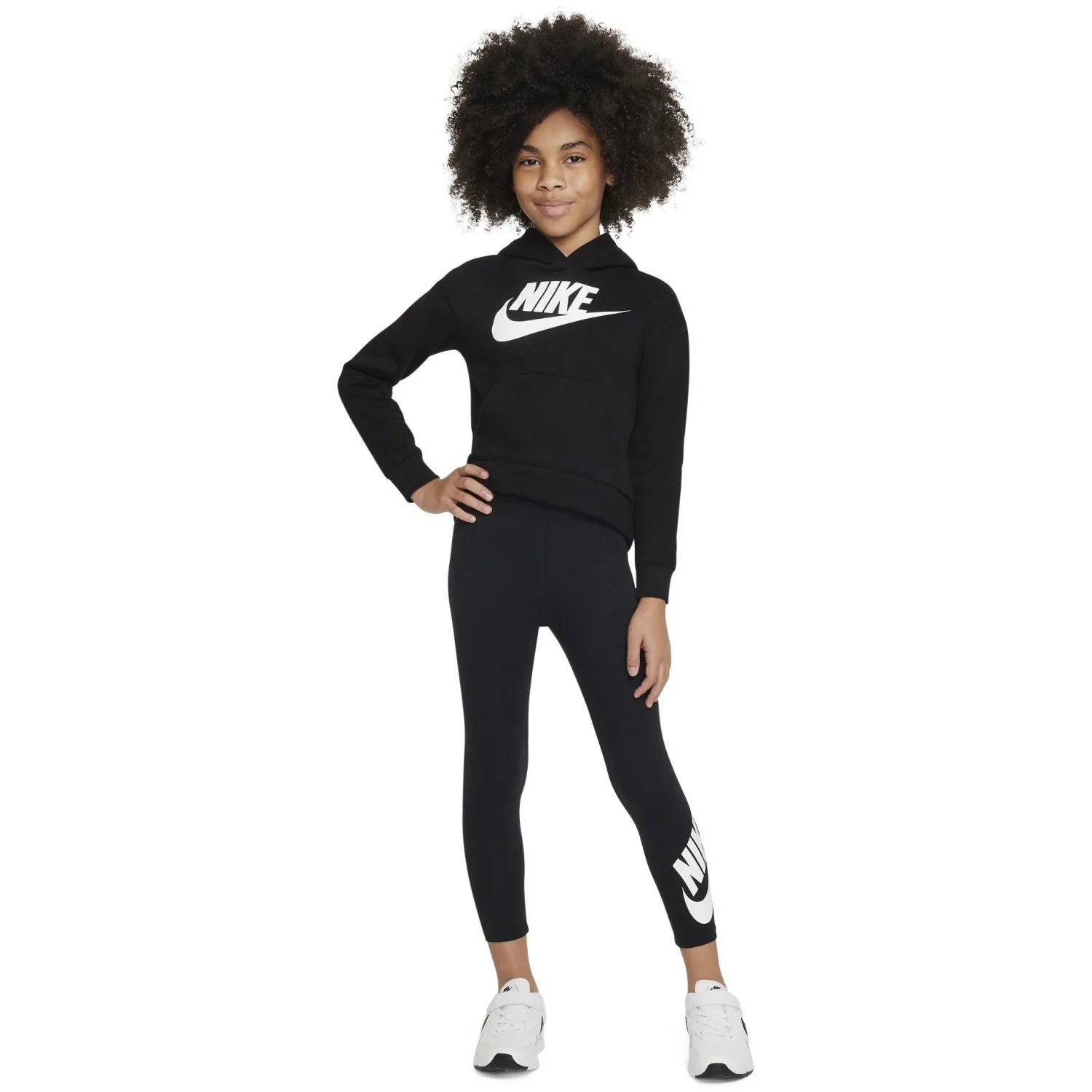 NIKE Black Club Fleece High Low Hættetrøje - Image 4