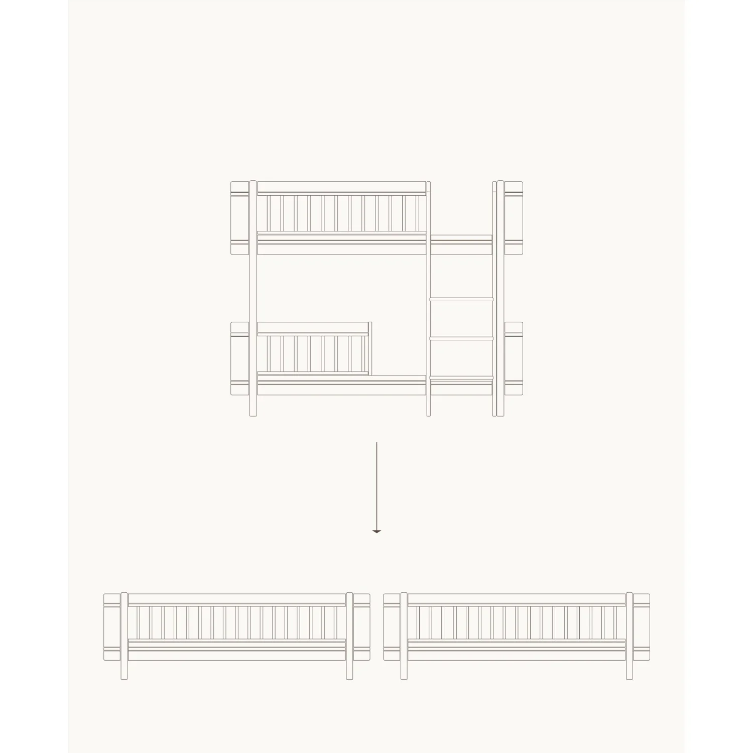 Oliver Furniture Ombygningskit Wood Mini+ Halvhøj Køjeseng Til 2 Juniorsenge White/Oak - Image 2
