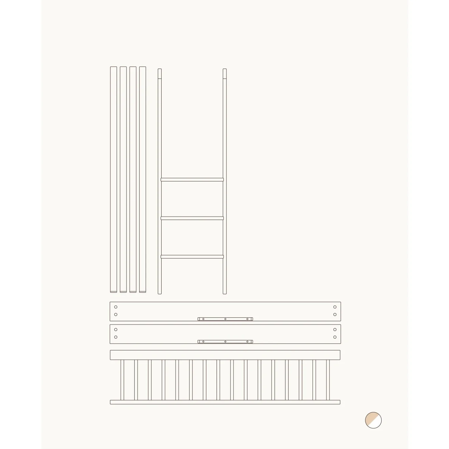 Oliver Furniture Ombygningskit Wood Mini+ Tremmeseng & Juniorseng Til Halvhøj Køjeseng White/Oak