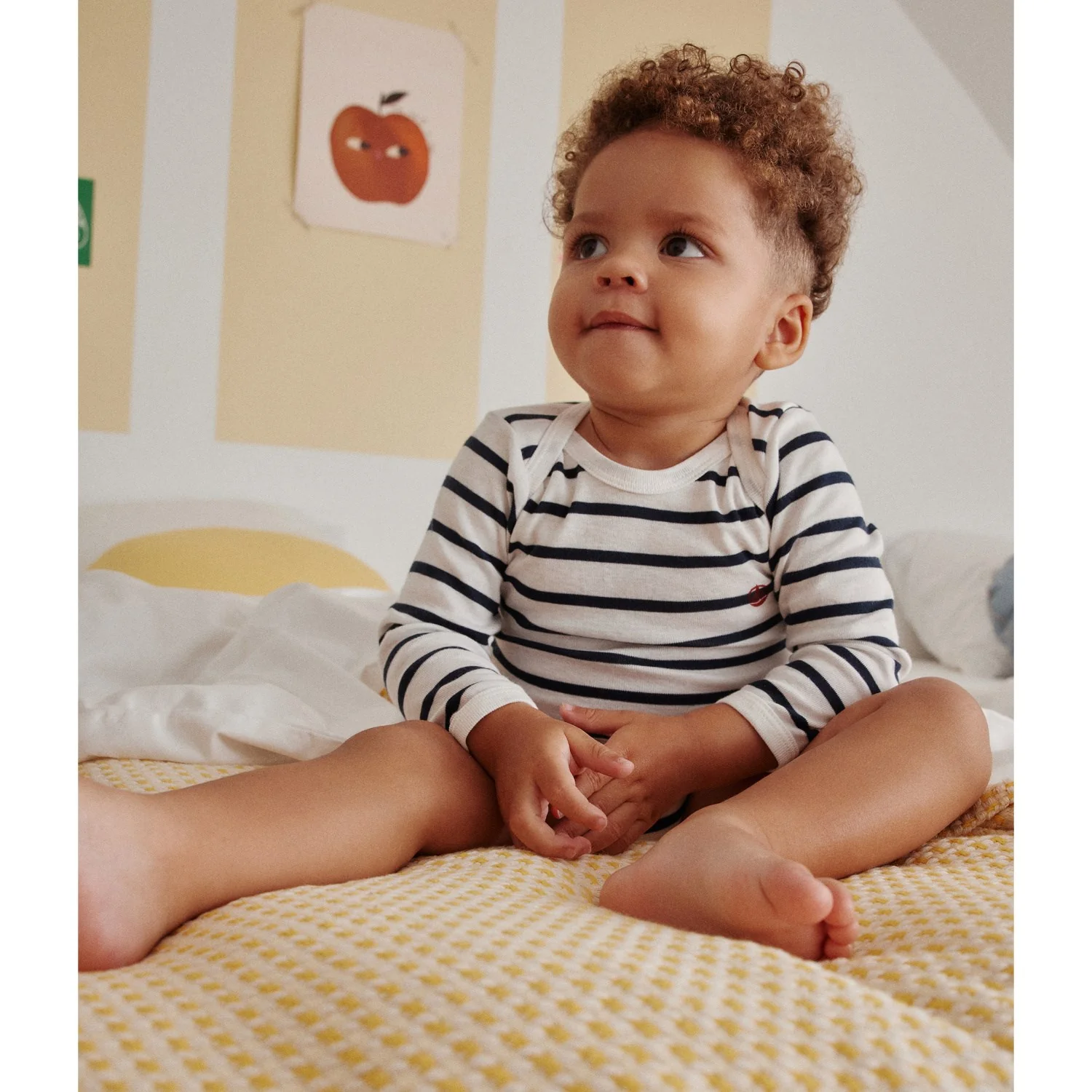 Petit Bateau Navy/White Langærmet Body 3-Pak - Image 2