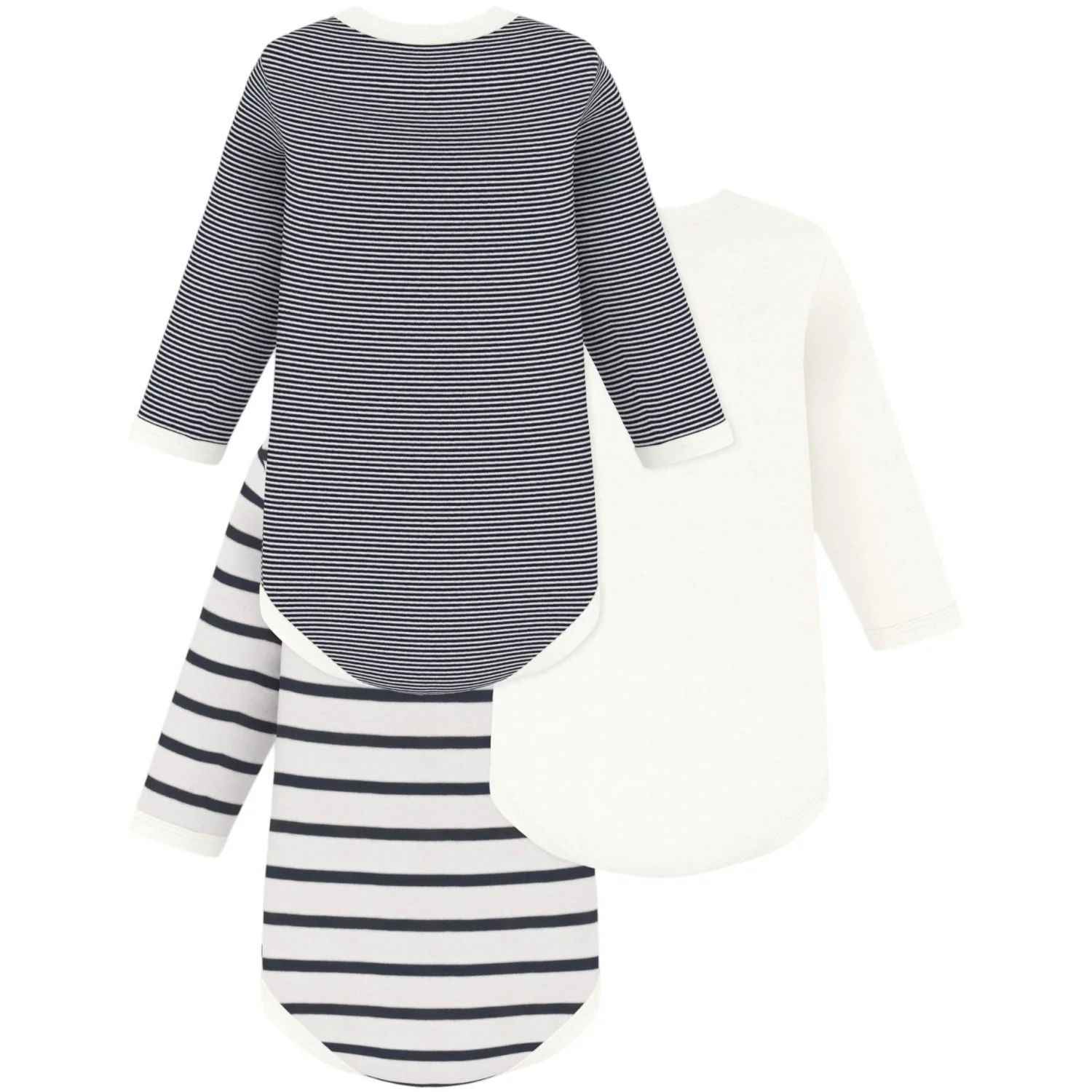 Petit Bateau Navy/White Langærmet Body 3-Pak - Image 4