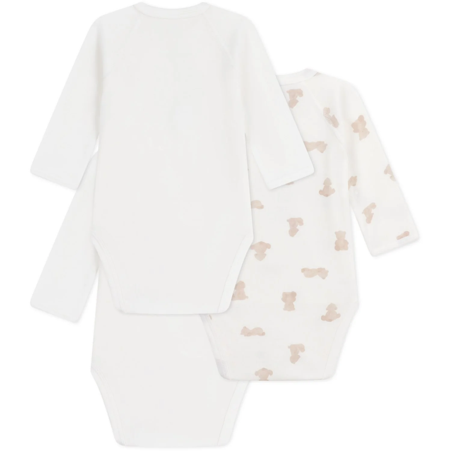 Petit Bateau Marshmallow/Brown Langærmet Body 3-Pak - Image 4