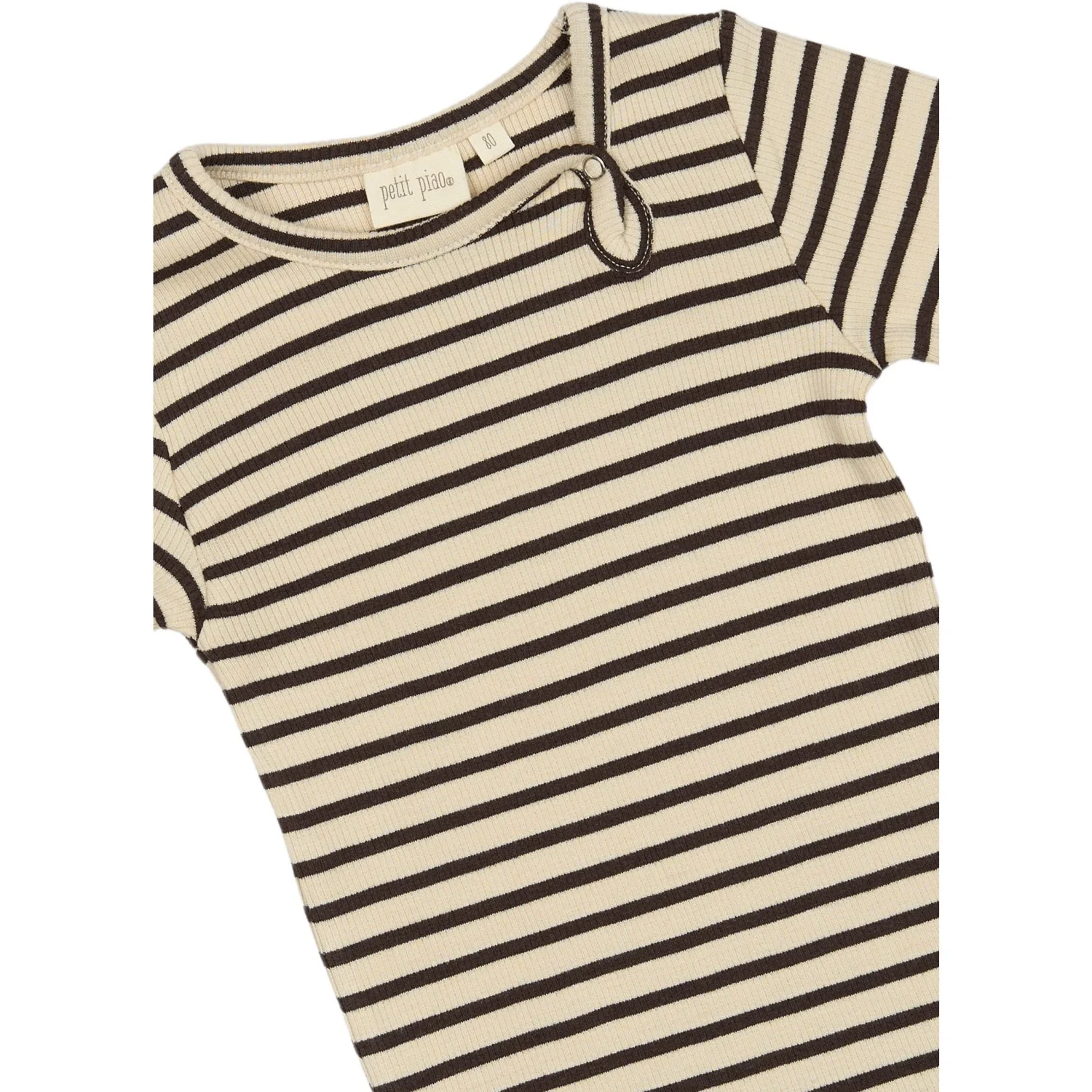 Petit Piao Coffee Bean/off White Body L/S Modal Striped - Image 2