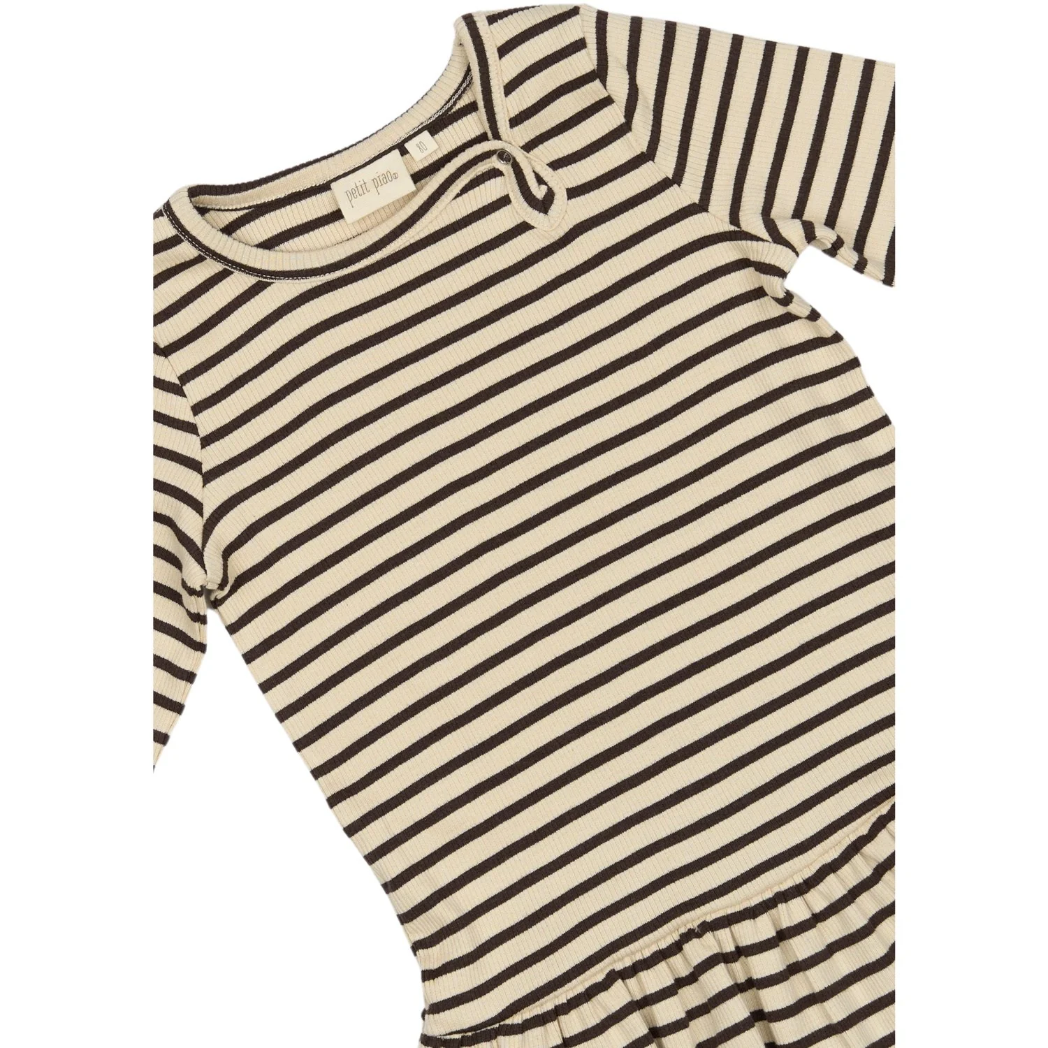 Petit Piao Coffee Bean/off White Kjole L/S Modal Striped - Image 2
