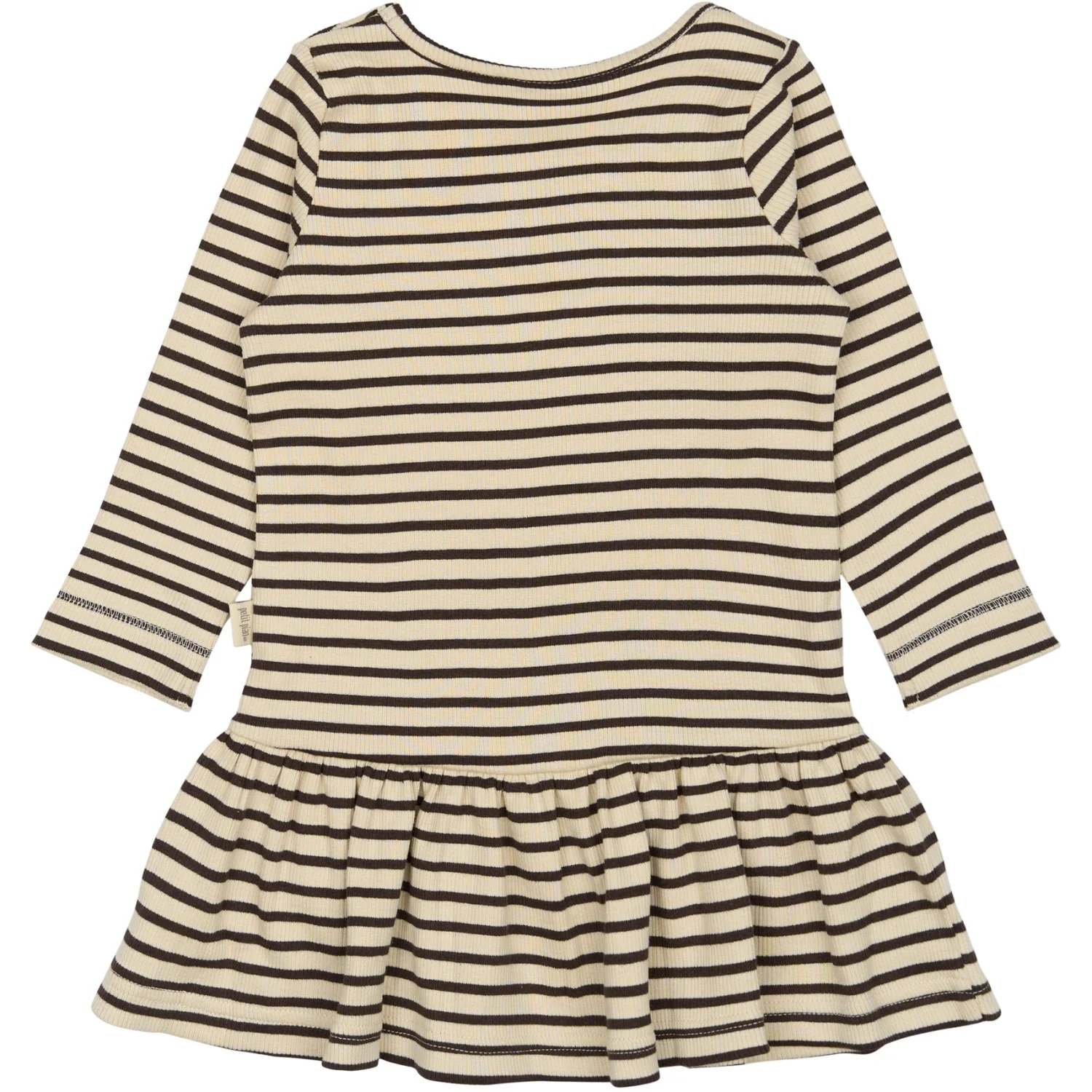 Petit Piao Coffee Bean/off White Kjole L/S Modal Striped - Image 3