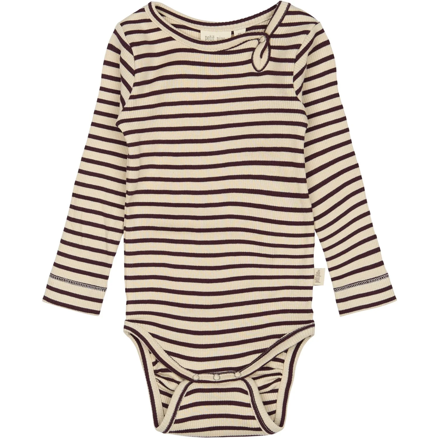 Petit Piao Dark Grape/off White Body L/S Modal Striped