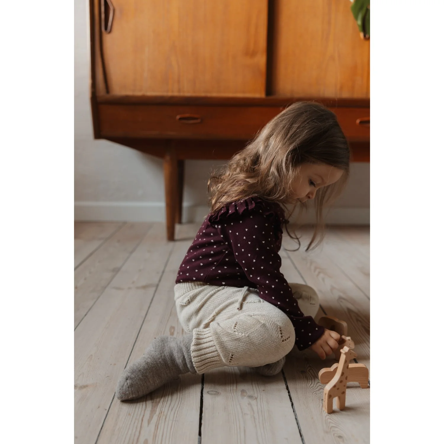Petit Piao Dark Grape/White Body L/S Flæse Modal Heart - Image 2