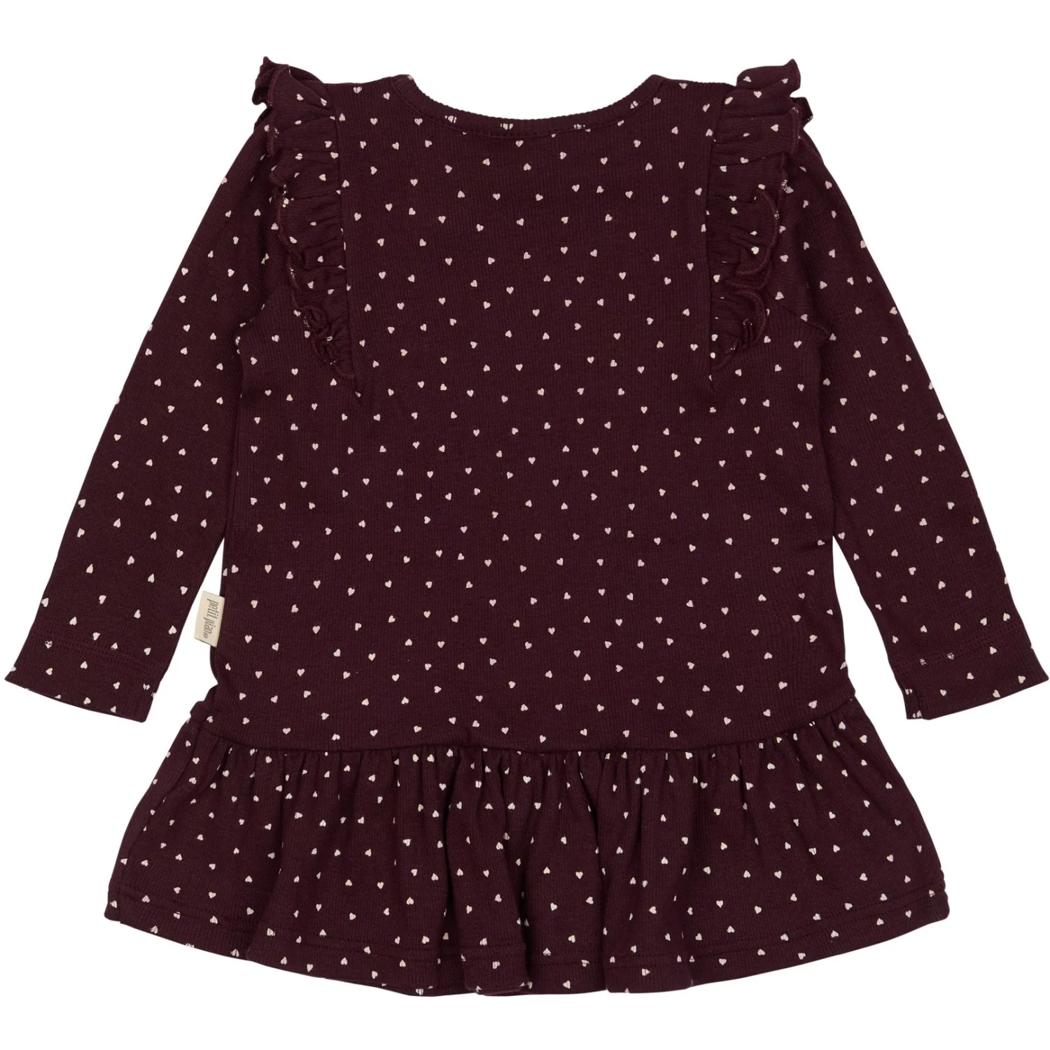 Petit Piao Dark Grape/White Kjole L/S Flæse Modal Heart - Image 3
