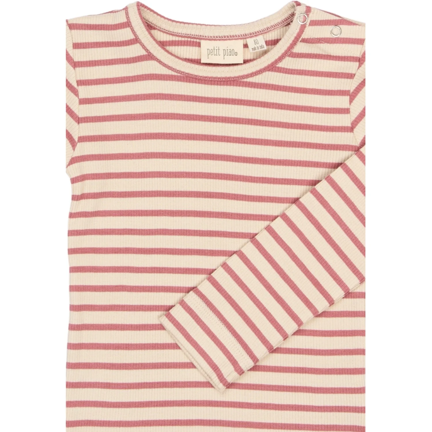 Petit Piao Dusty Rose Striped PPSky L_S Tee - Image 3